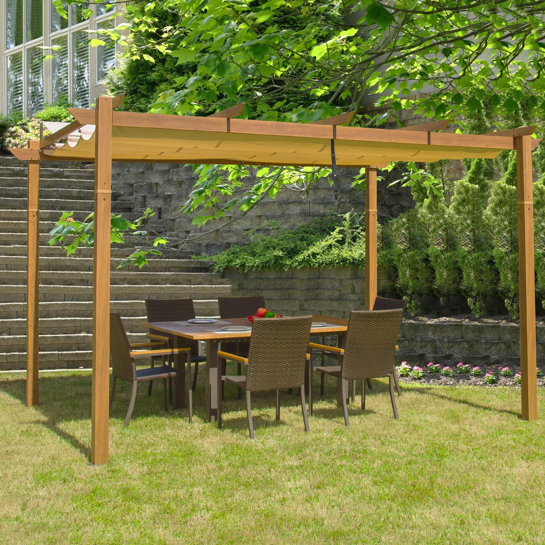 Domi Outdoor Living Outdoor Retractable Pergola With Weather-Resistant Canopy Aluminum