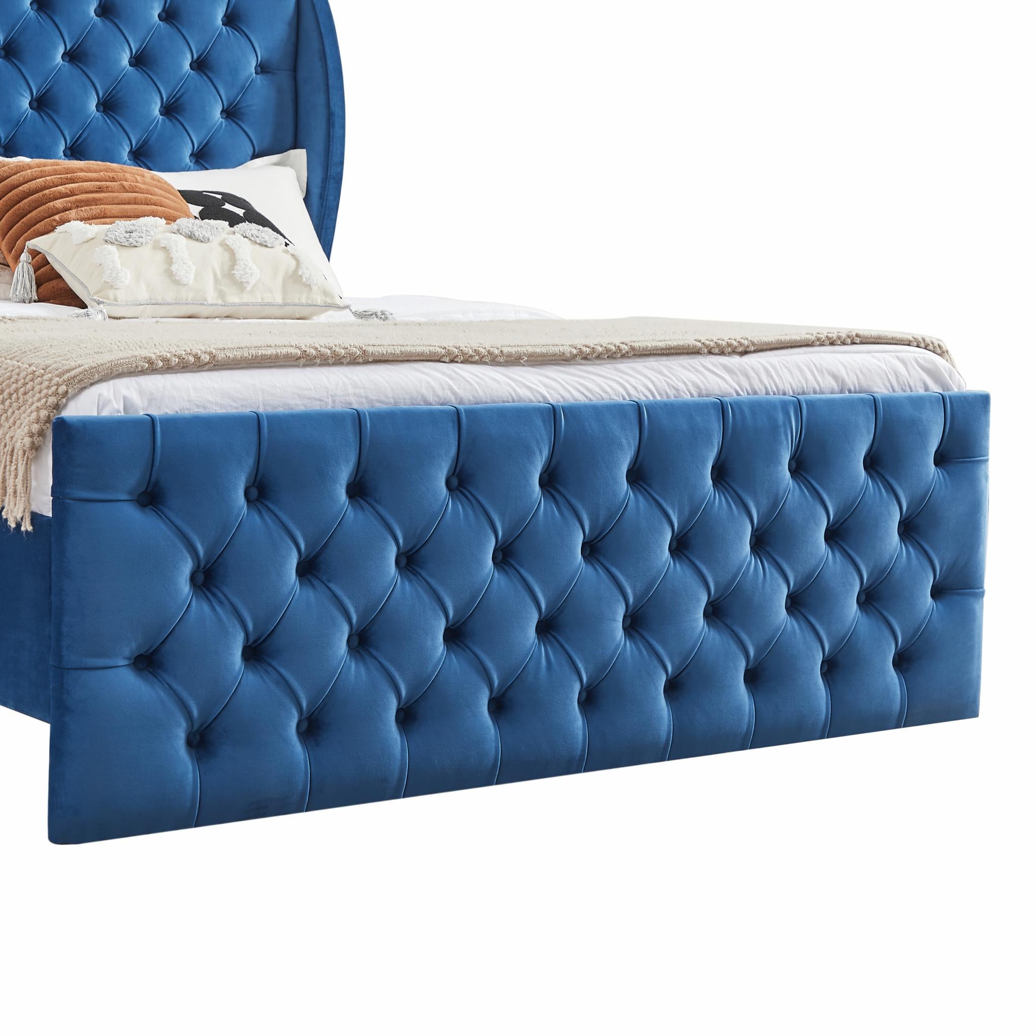 Upholstered Wingback Chesterfield Bed - King Size