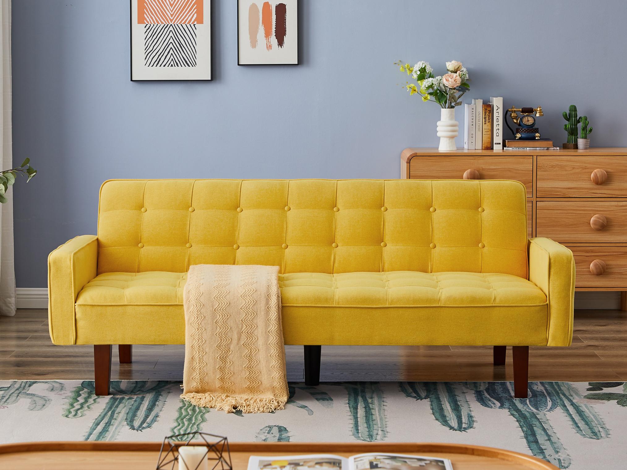 Solid Color Tufetd Sofa Save Space For Living Room