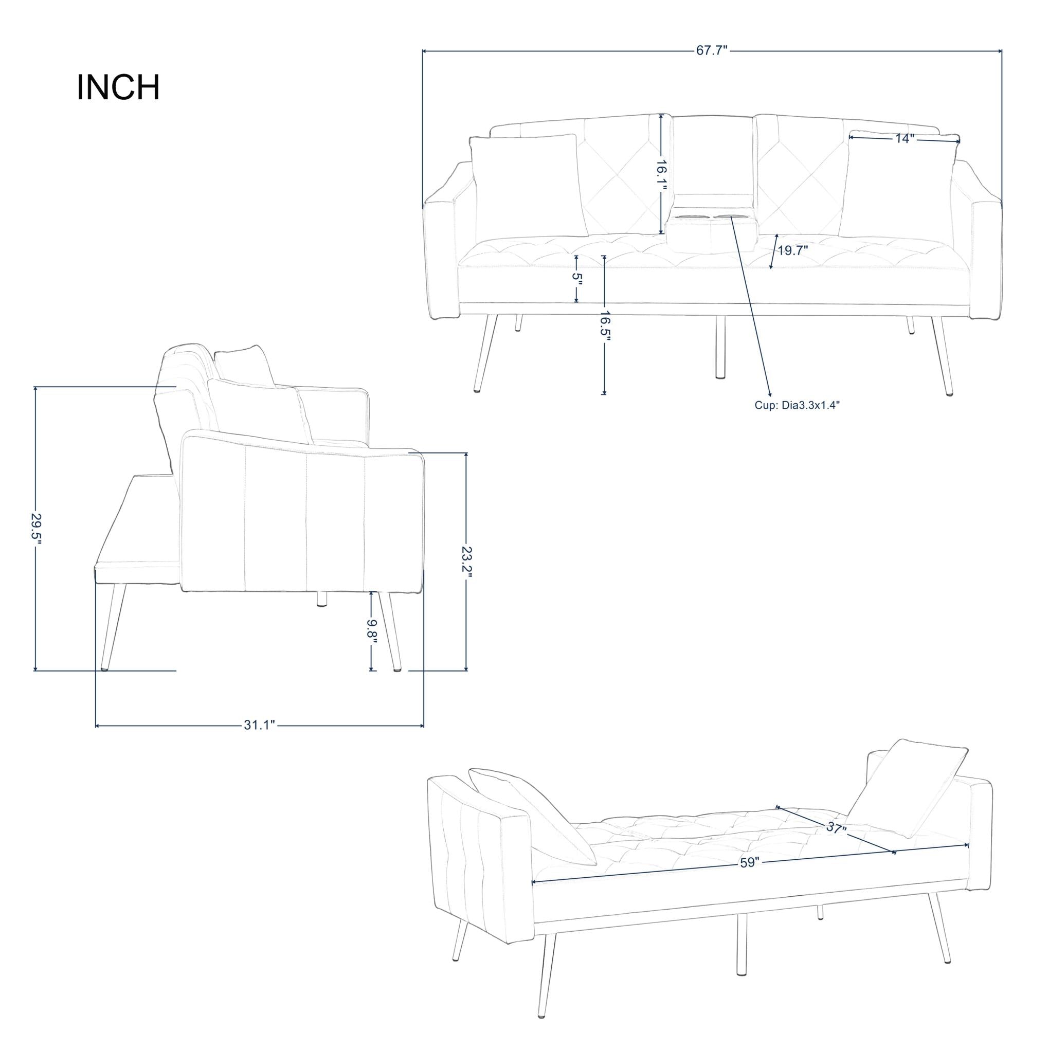 67.7” Futon Sofa Bed