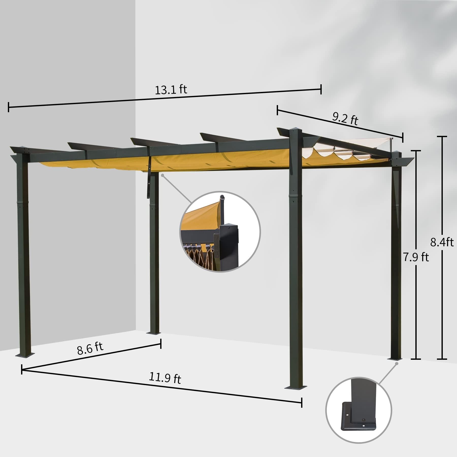 Domi Outdoor Living Outdoor Retractable Pergola With Weather-Resistant Canopy Aluminum