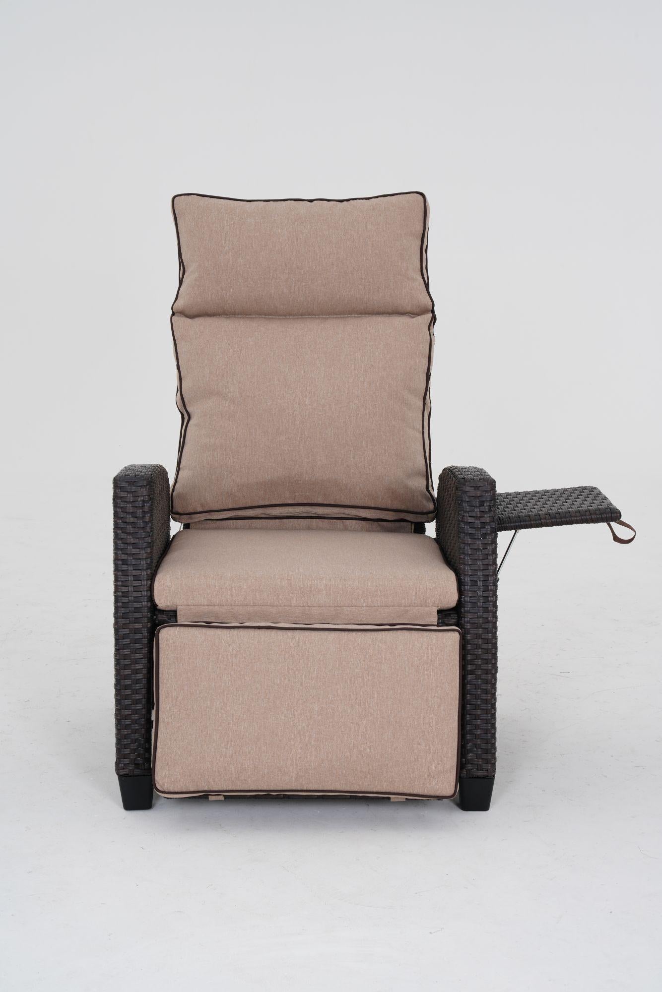 Outdoor Rattan Reclining Adjustable Lounge Chair