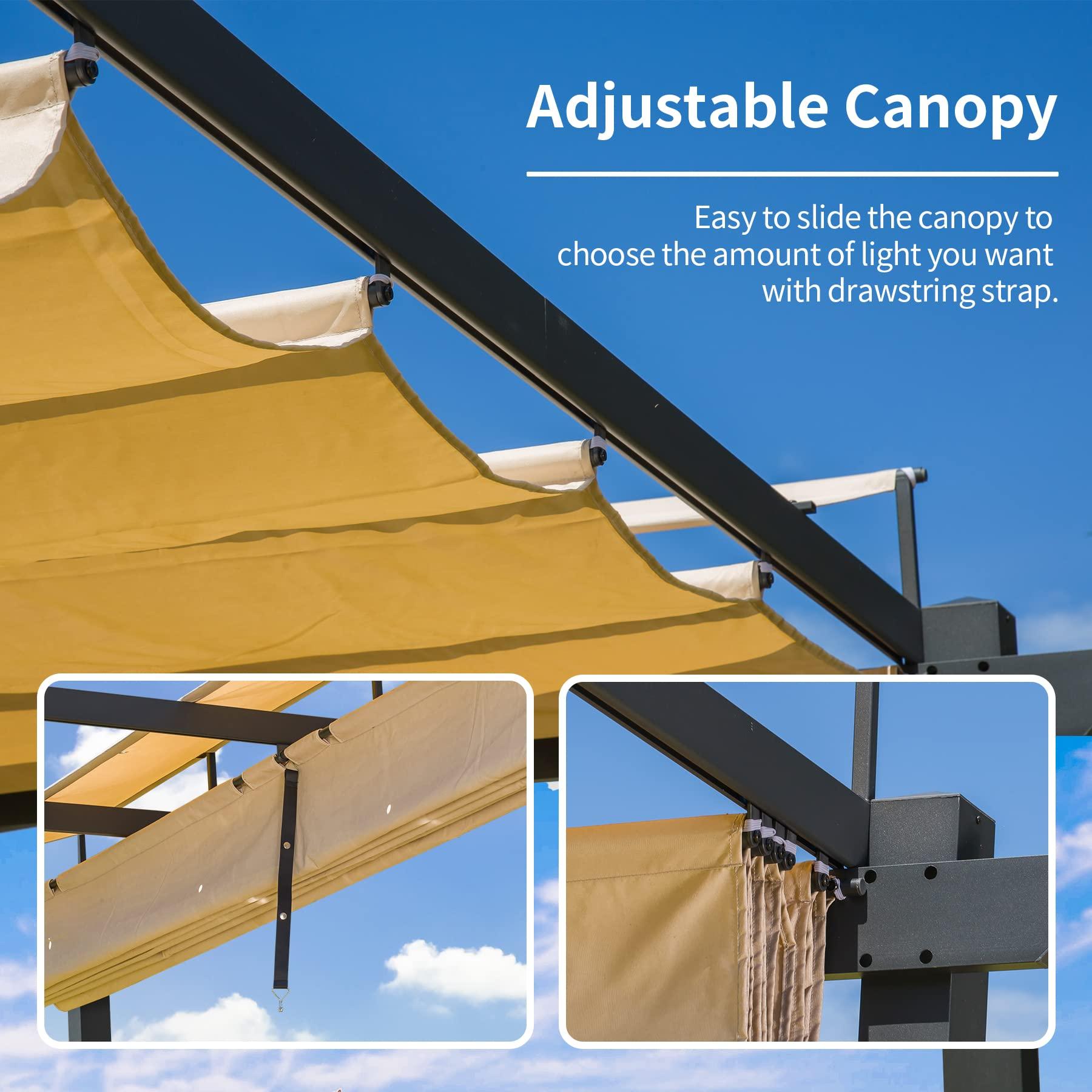 Domi Outdoor Living Outdoor Retractable Pergola With Weather-Resistant Canopy Aluminum