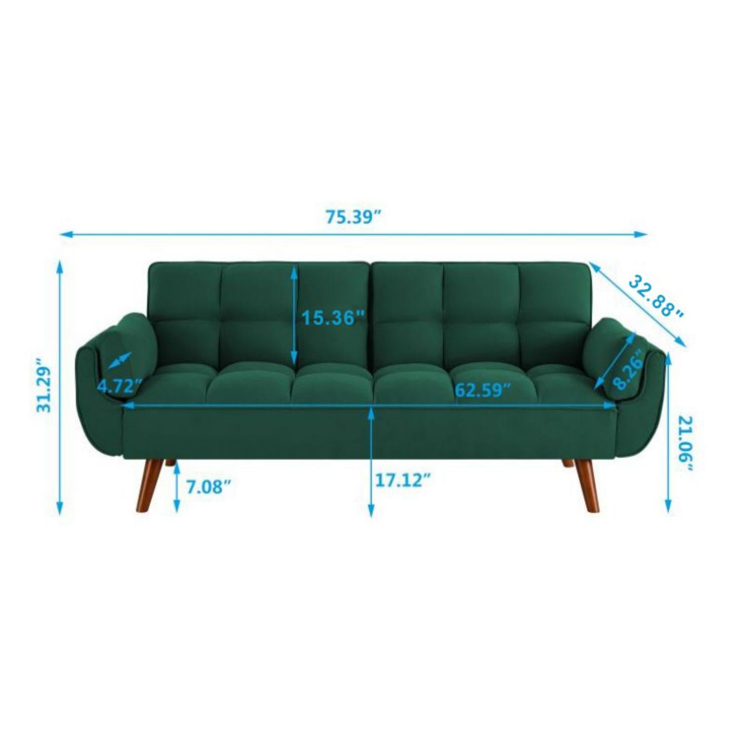 Velvet Sofa Furniture Adjustable Backrest Loveseat