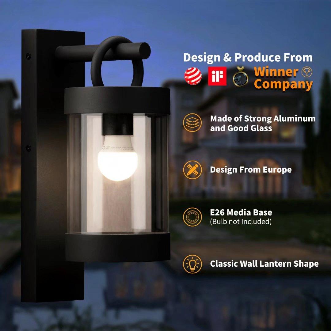 Wall Lights Outdoor Lantern With Dusk To Dawn Sensor E26 Bulb (Not include) Max 28W