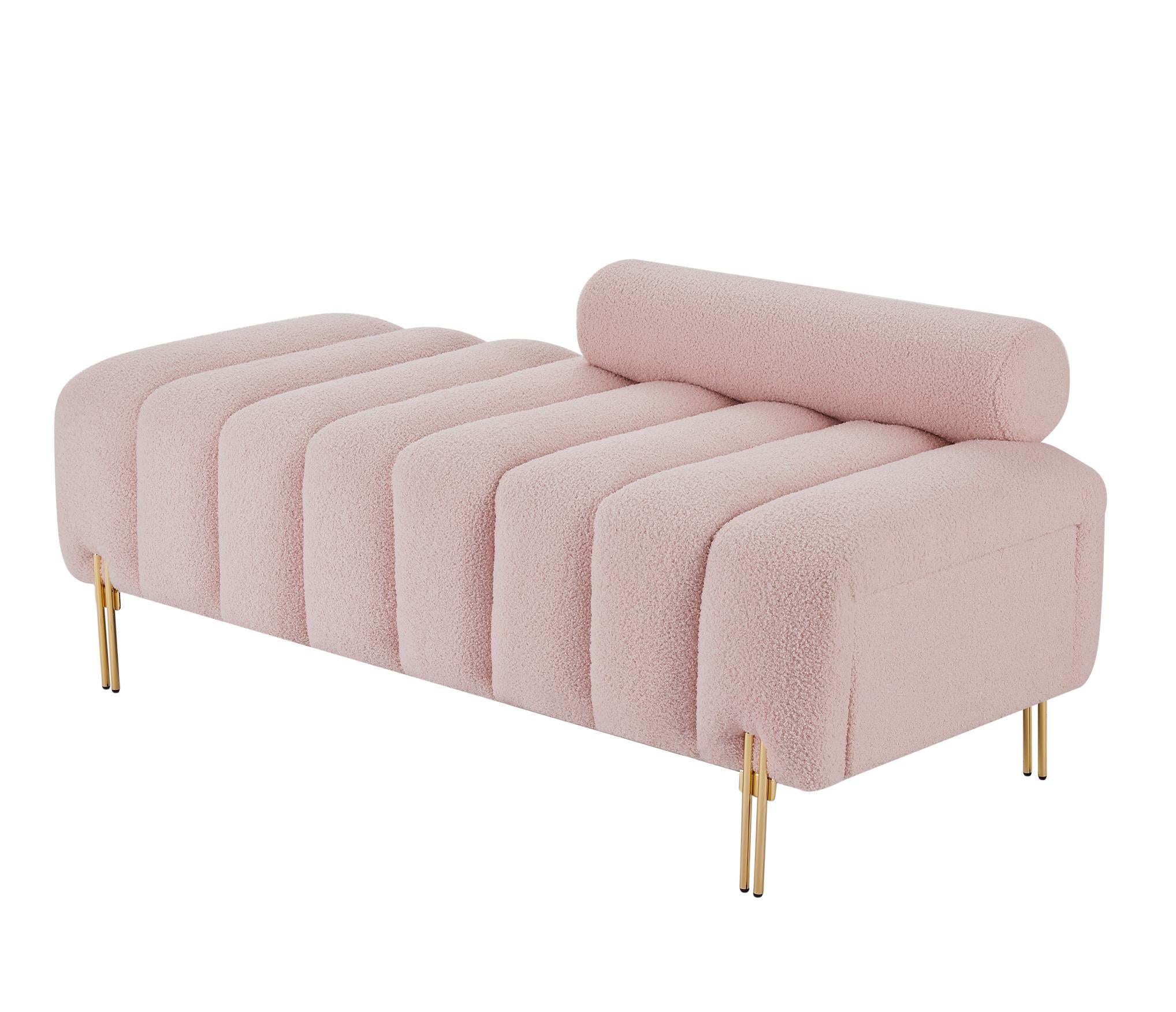 Modern Upholstered Bench with Gold Legs