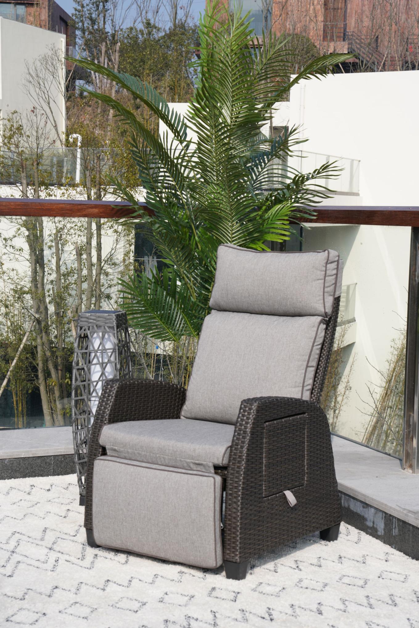 Outdoor Rattan Reclining Adjustable Lounge Chair