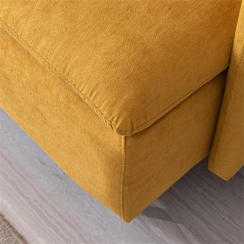 Modern Fabric Accent Armchair,Upholstered Single Sofa Chair,Yellow  Cotton Linen-30.7''