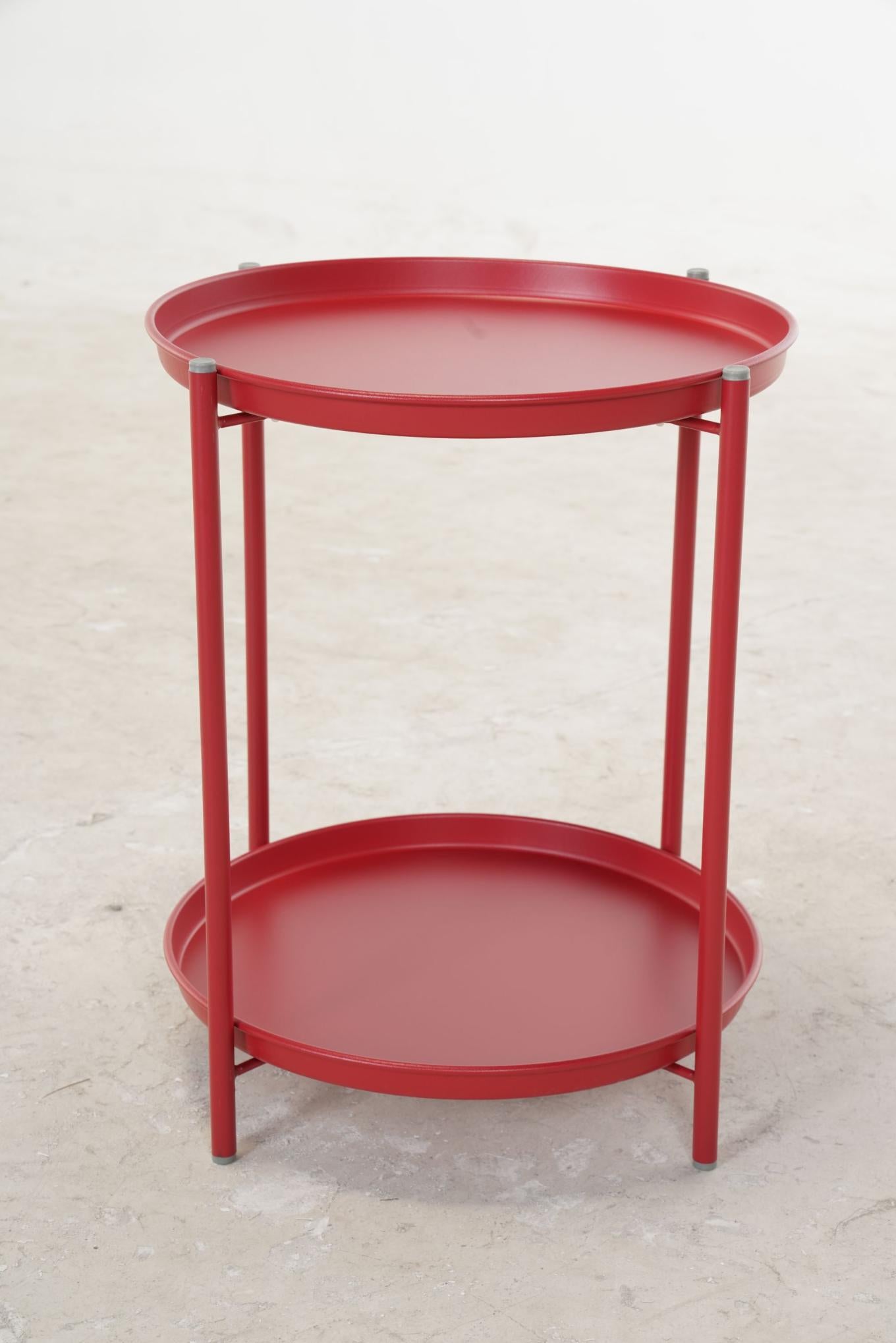 Outdoor Steel Patio Side Table 2-Tier