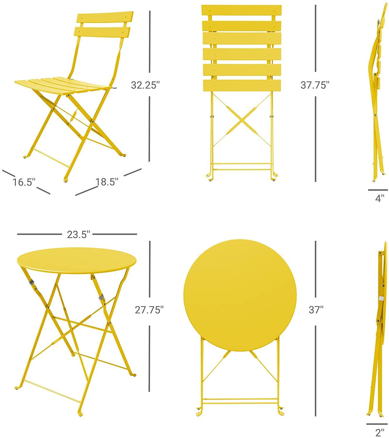 Sr Steel Patio Bistro Set, Folding Outdoor Patio Furniture Sets, 3 Piece Patio Set Of Foldable Patio Table And Chairs