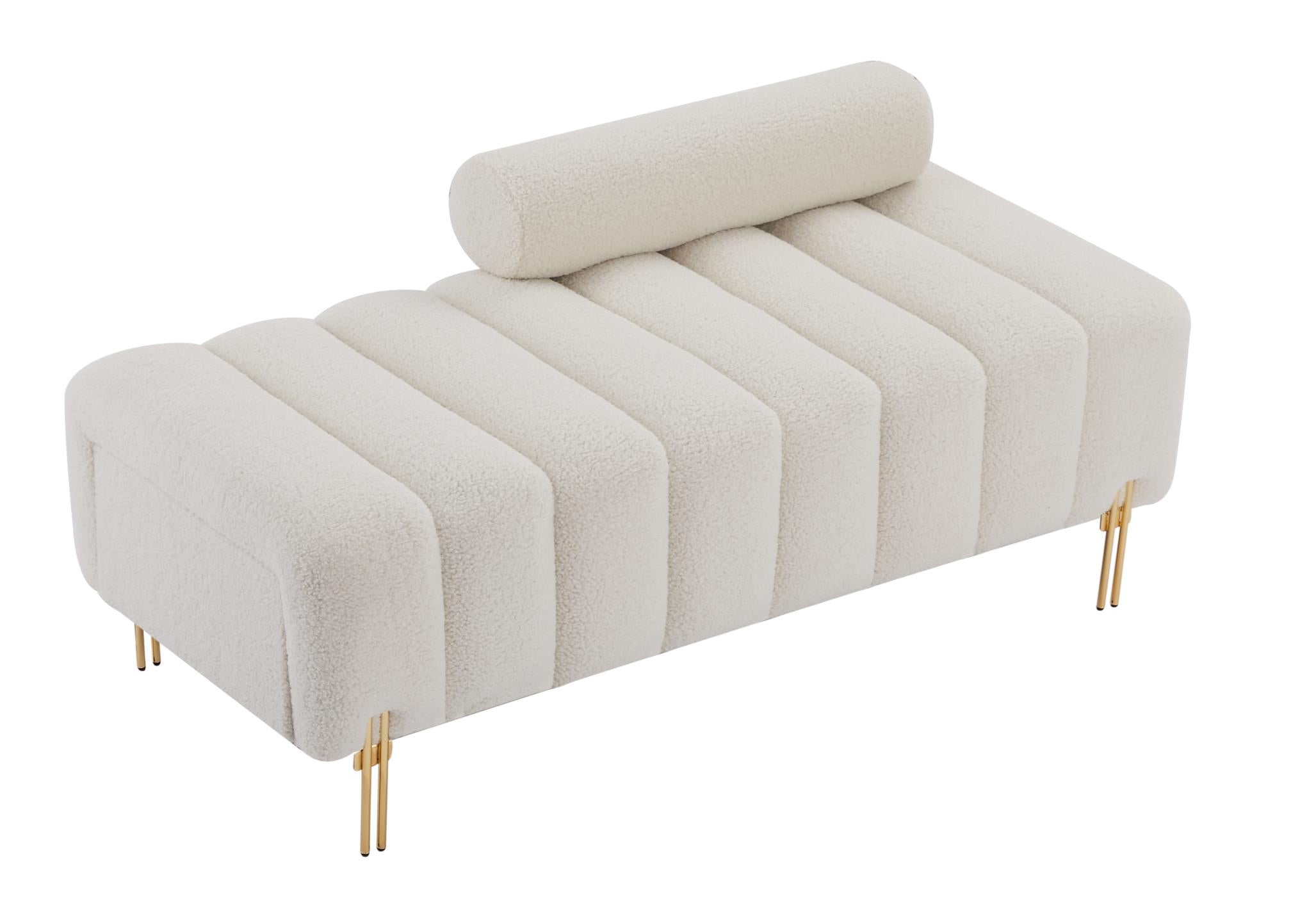 Modern Upholstered Bench with Gold Legs