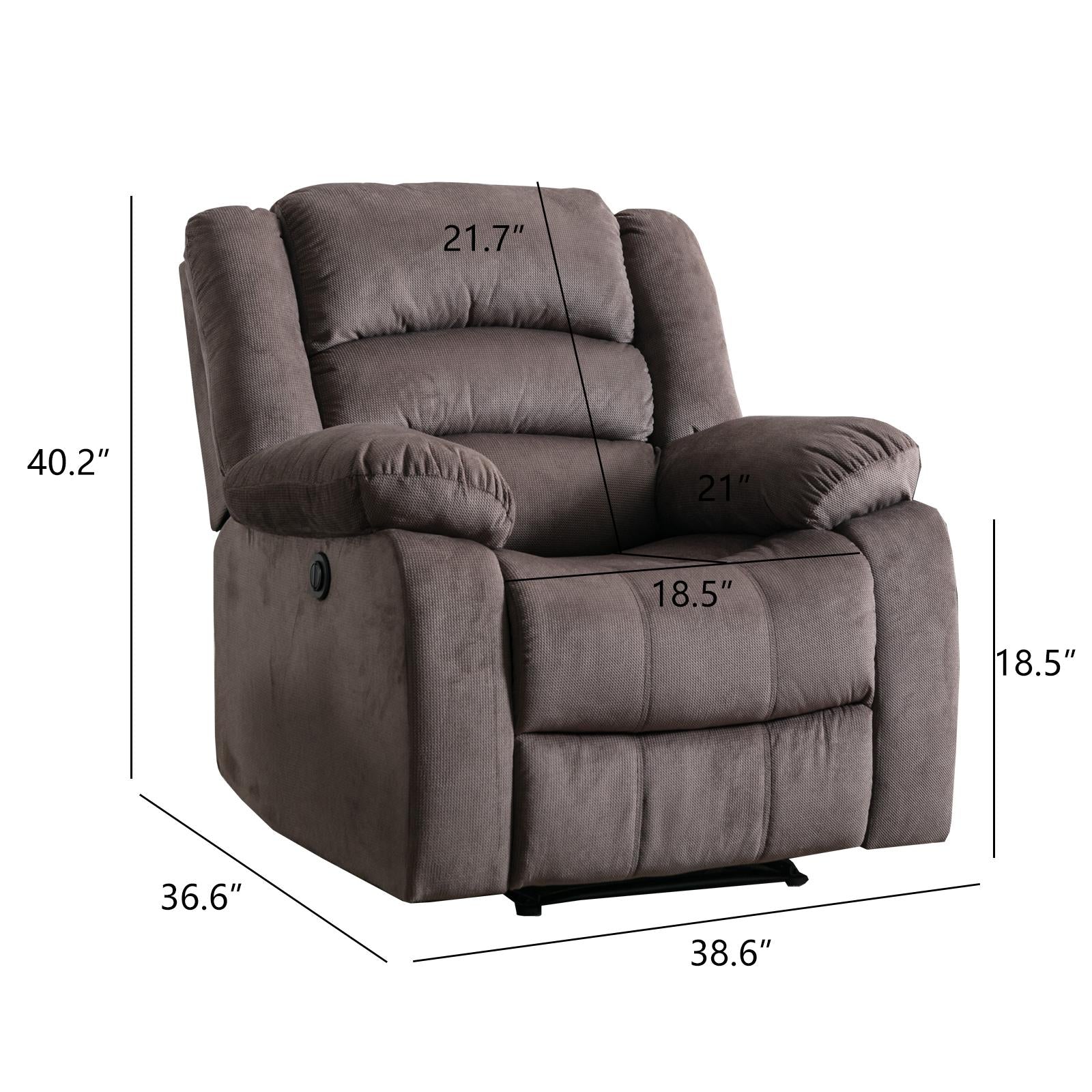 Classic Electric Recliner With Soft Cushion And Back, Small Sofa With Comfortable Armchair