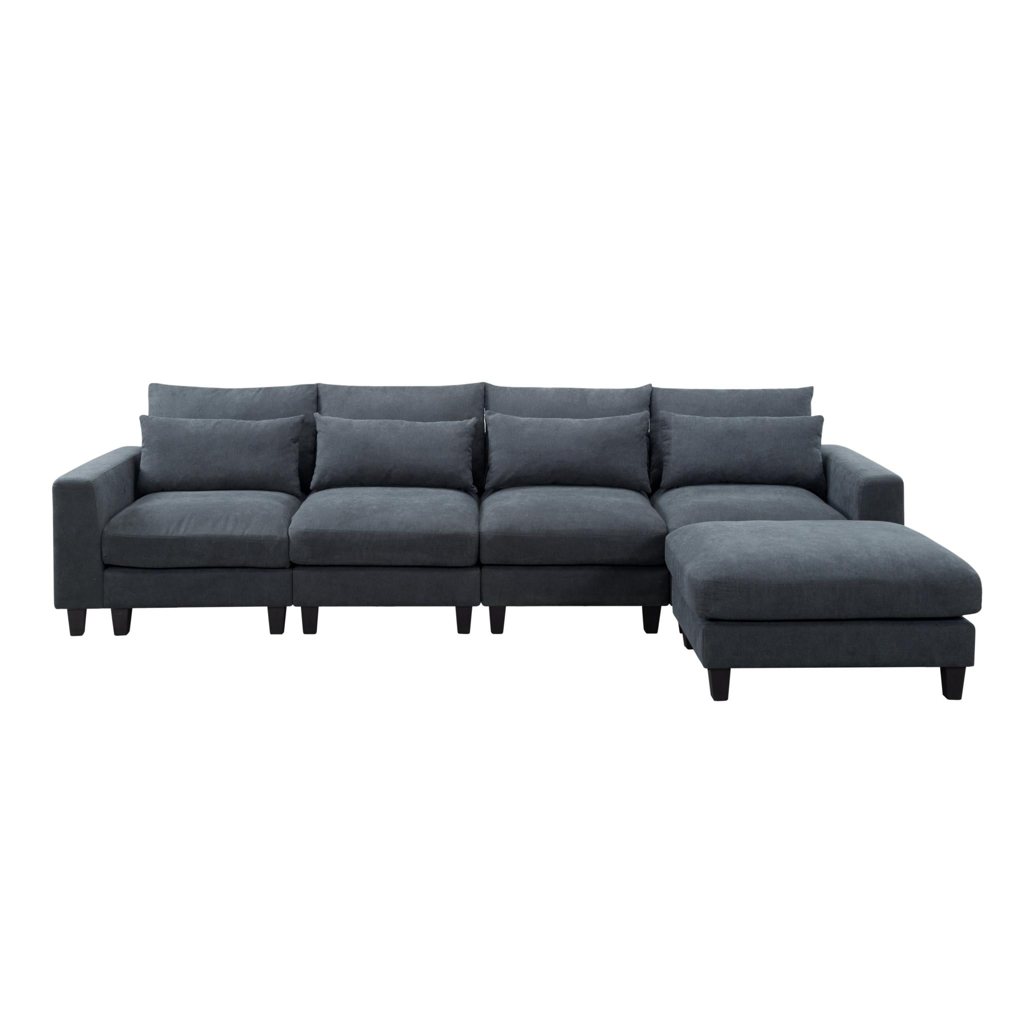 124.4” Modular L-Shaped Sectional Sofa With Ottoman