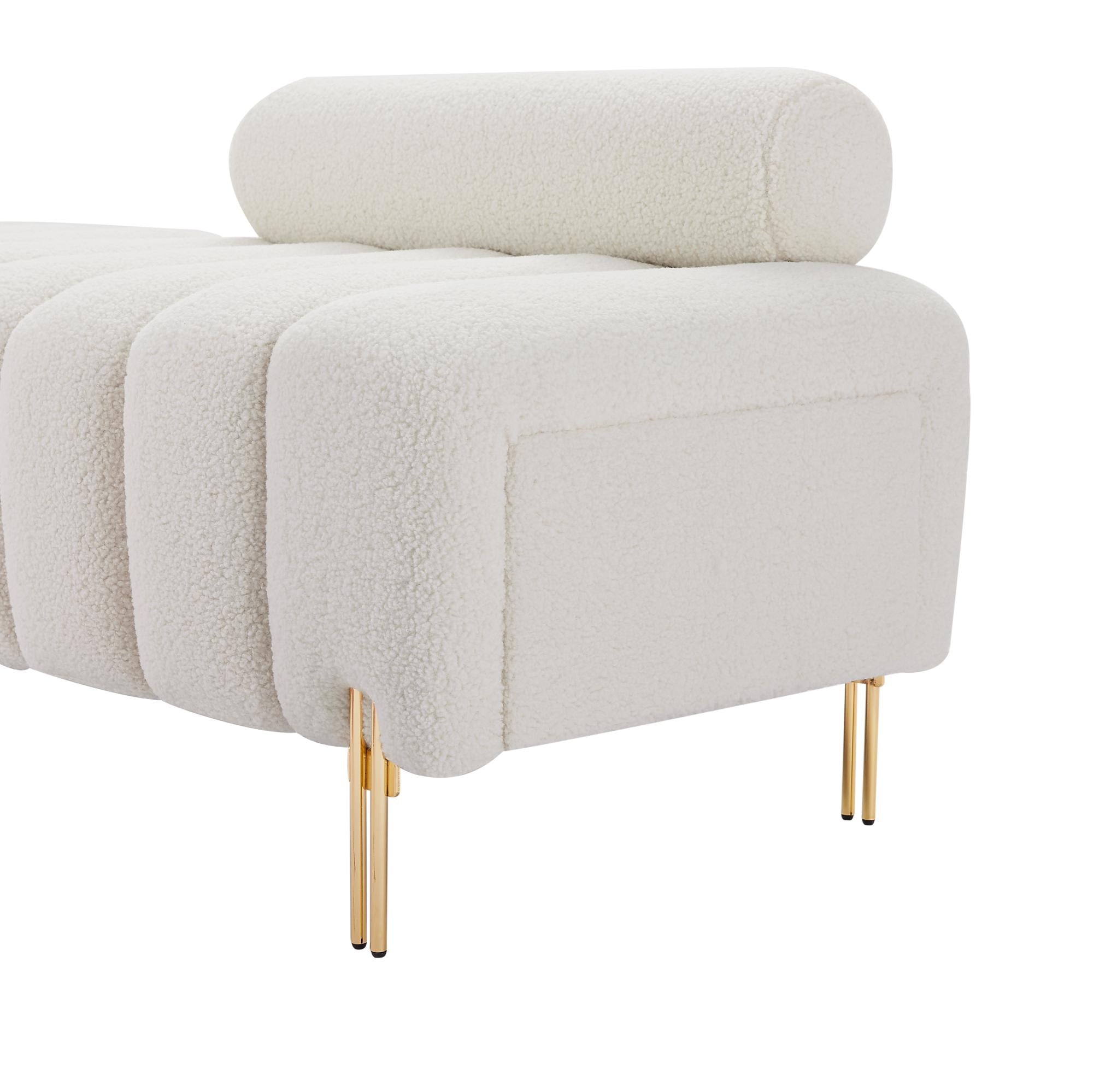 Modern Upholstered Bench with Gold Legs