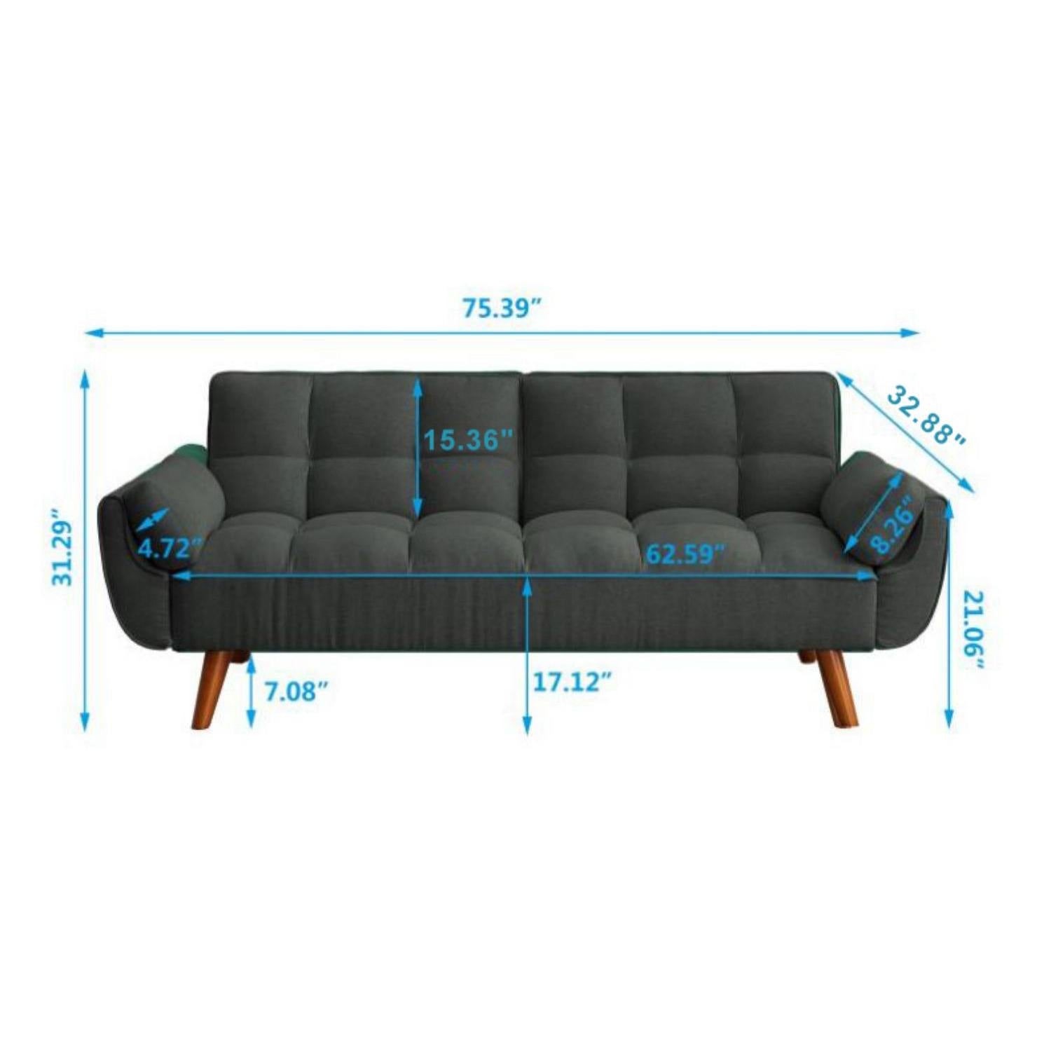 Velvet Sofa Furniture Adjustable Backrest Loveseat