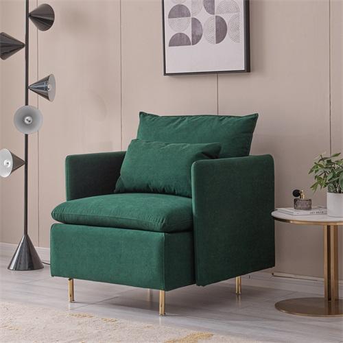 Modern Fabric Accent Armchair,Upholstered Single Sofa Chair,Emerald Cotton Linen-30.7''