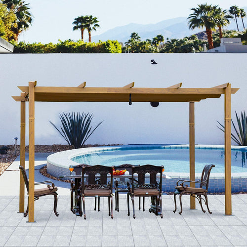 Domi Outdoor Living Outdoor Retractable Pergola With Weather-Resistant Canopy Aluminum