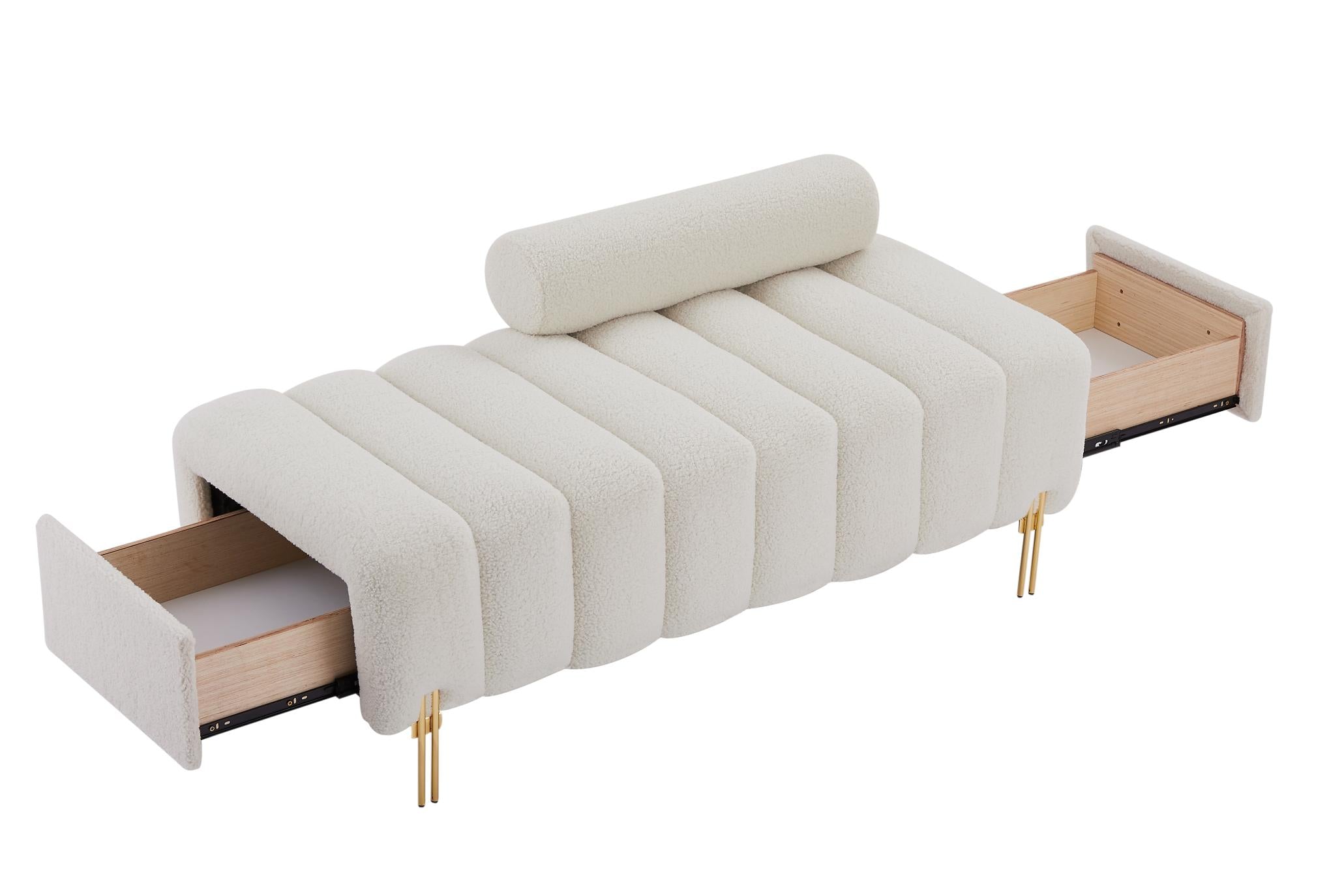 Modern Upholstered Bench with Gold Legs