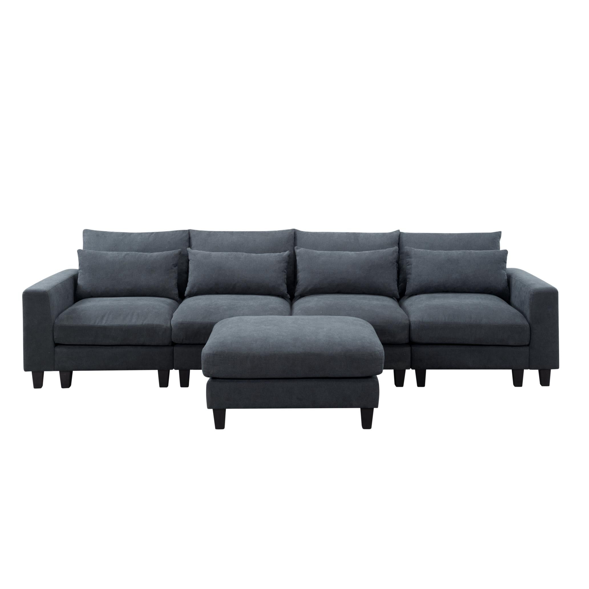 124.4” Modular L-Shaped Sectional Sofa With Ottoman