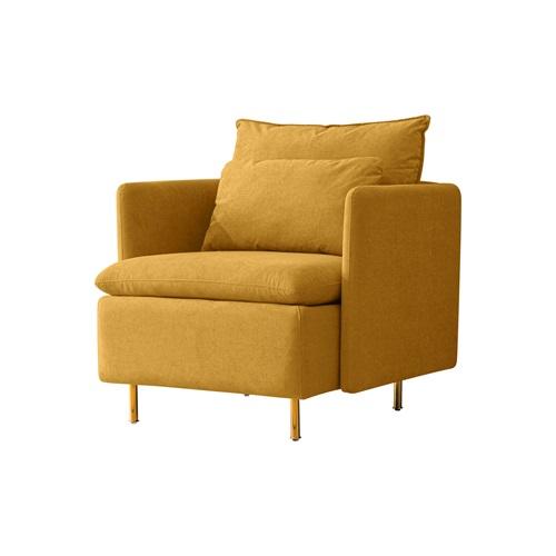 Modern Fabric Accent Armchair,Upholstered Single Sofa Chair,Yellow  Cotton Linen-30.7''