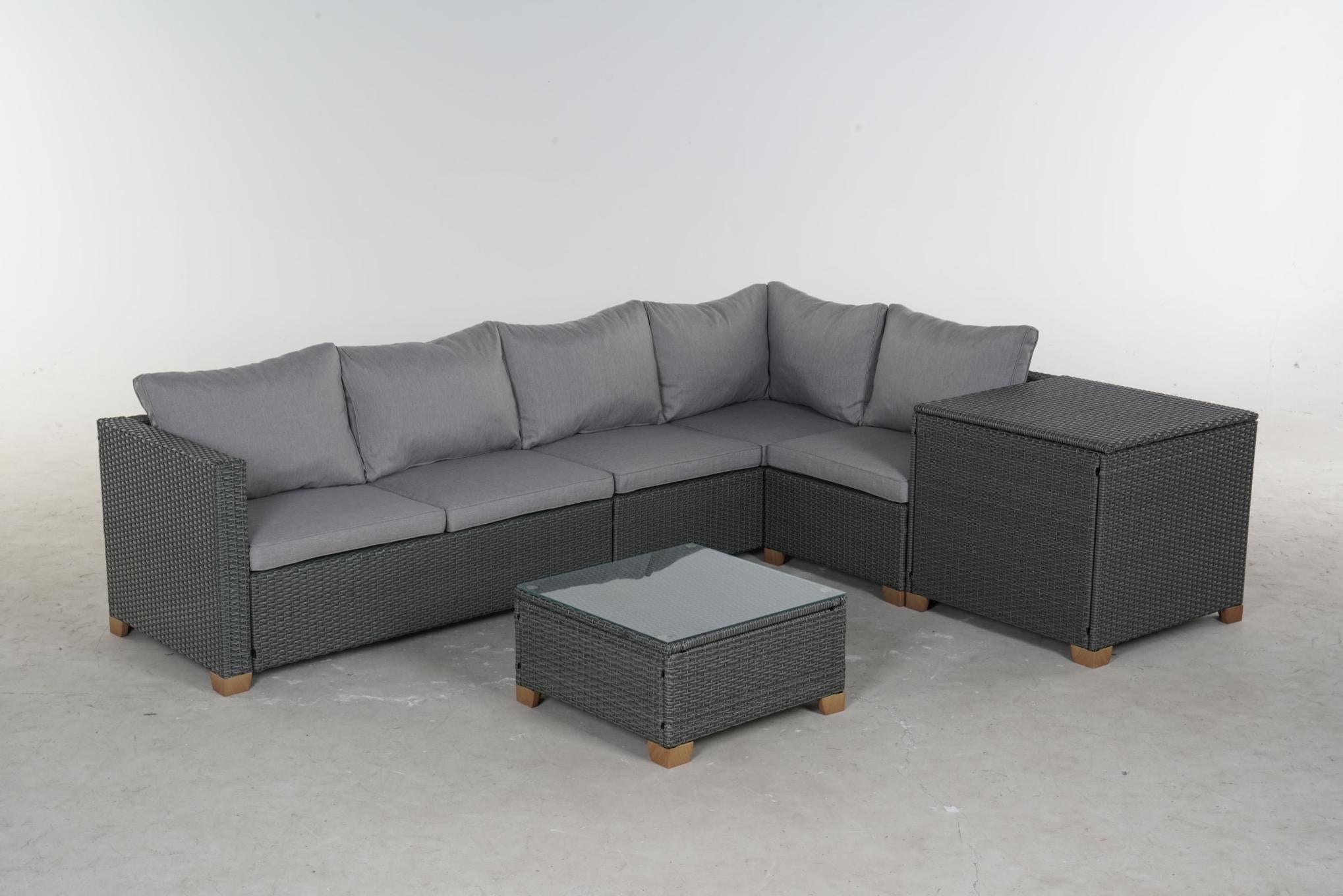 5 Piece Outdoor Rattan Sectional Sets，5 Seats With Cushion