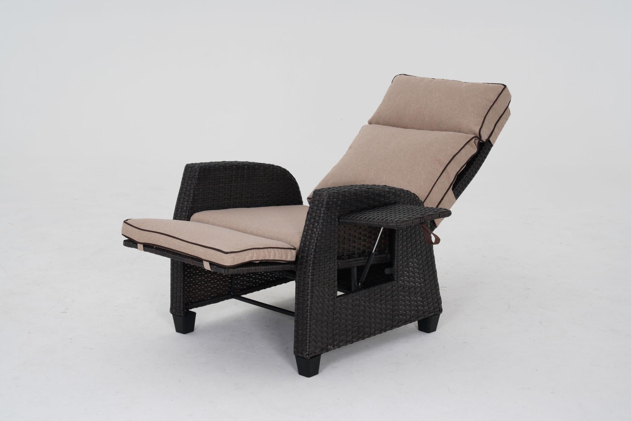 Outdoor Rattan Reclining Adjustable Lounge Chair