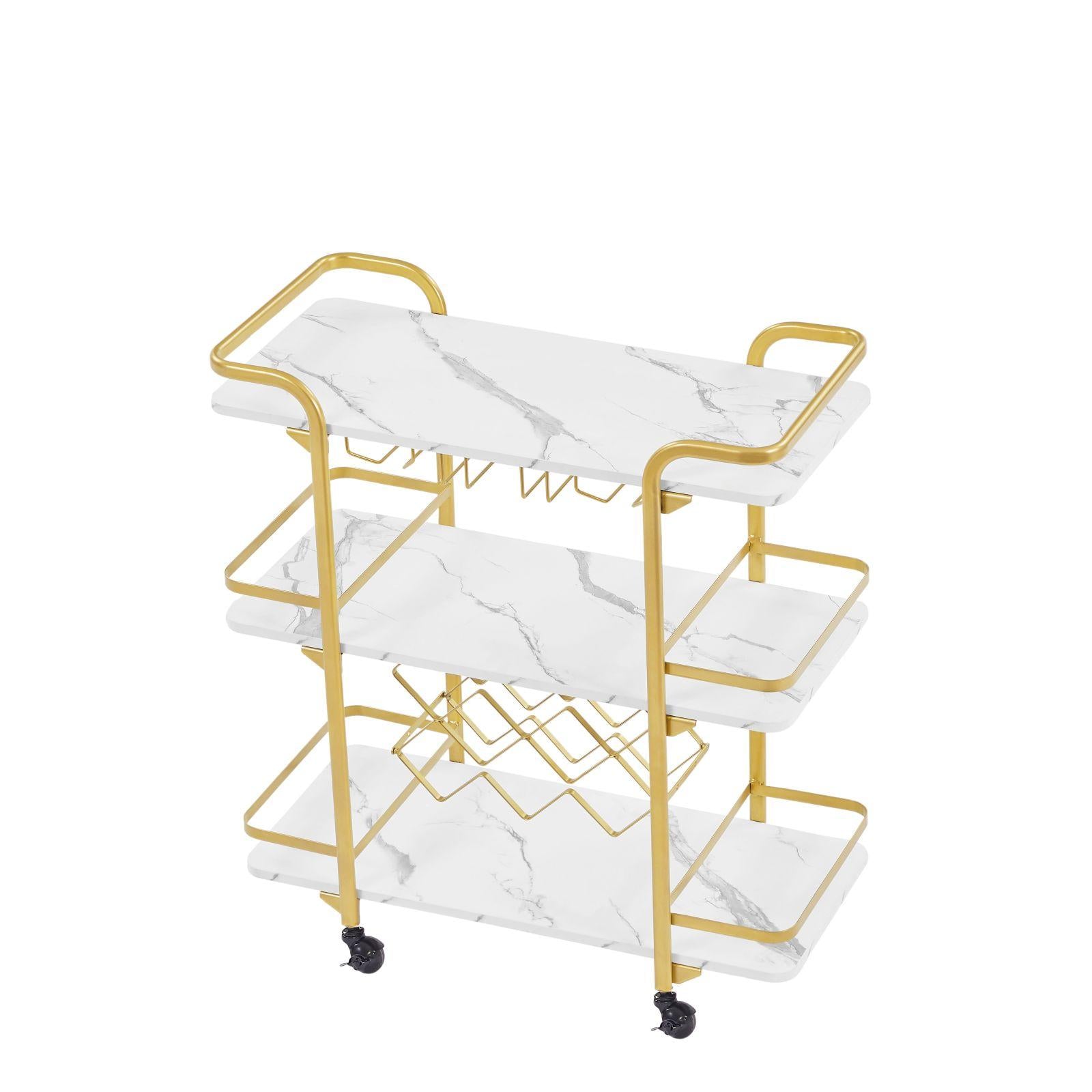 Drinks Trolley Cart With Rolling Wheels Luxury Hotel Serving Cart With Wine And Glass Holders Bar Carts For Home