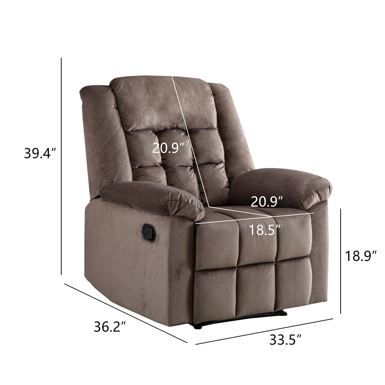 Classic Manual Recliner With Soft Padded Headrest And Armrest, Wonderful Chair&Sofa For Living Room And Bed Room