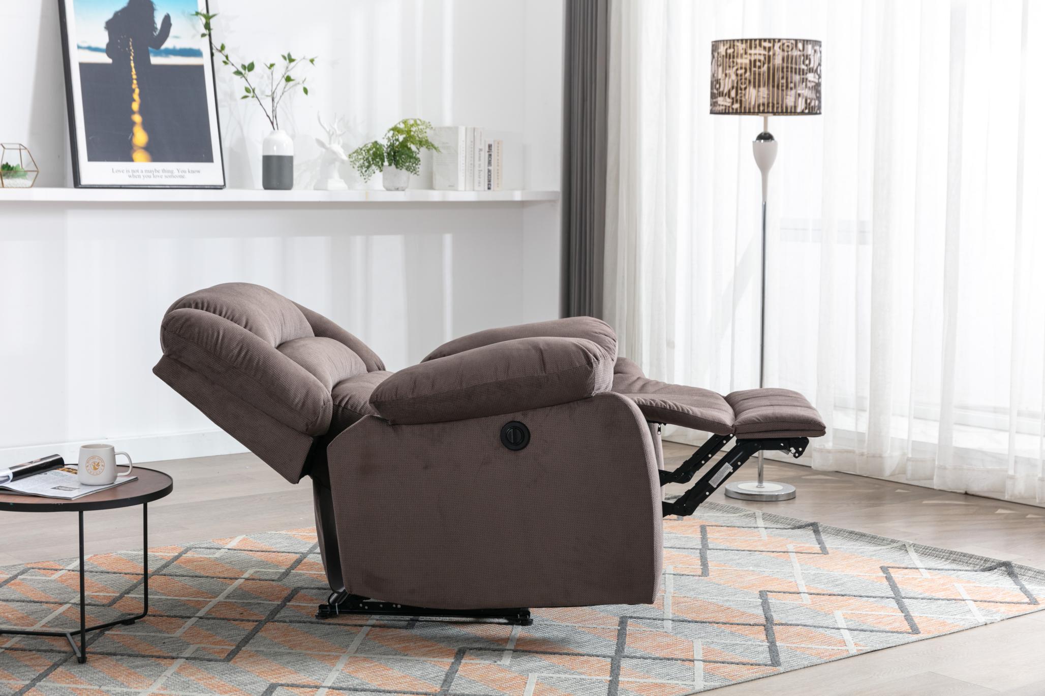 Classic Electric Recliner With Soft Cushion And Back, Small Sofa With Comfortable Armchair