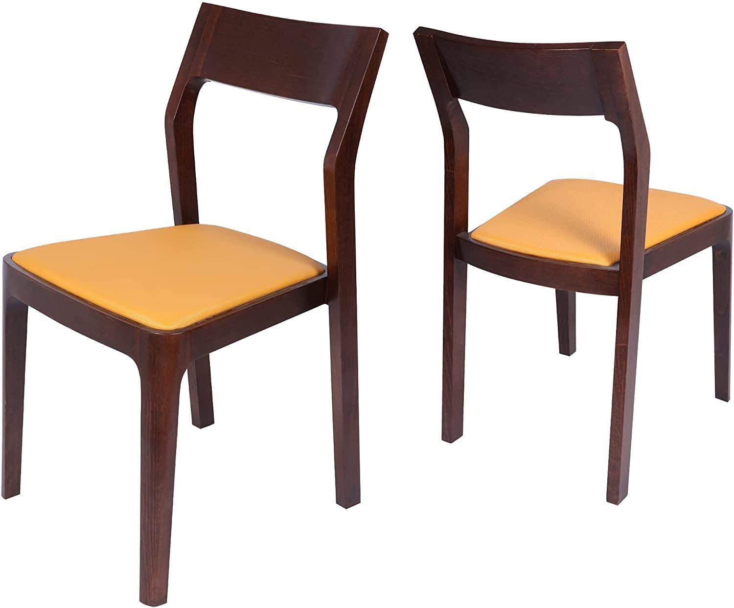 Set Of 2 Dining Chair Mid Century Leather And Wood Chair For Living Room Kitchen Bedroom, High-End M