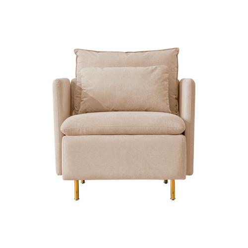 Modern Fabric Accent Armchair, Upholstered Single Sofa Chair,Beige Cotton Linen-30.7''