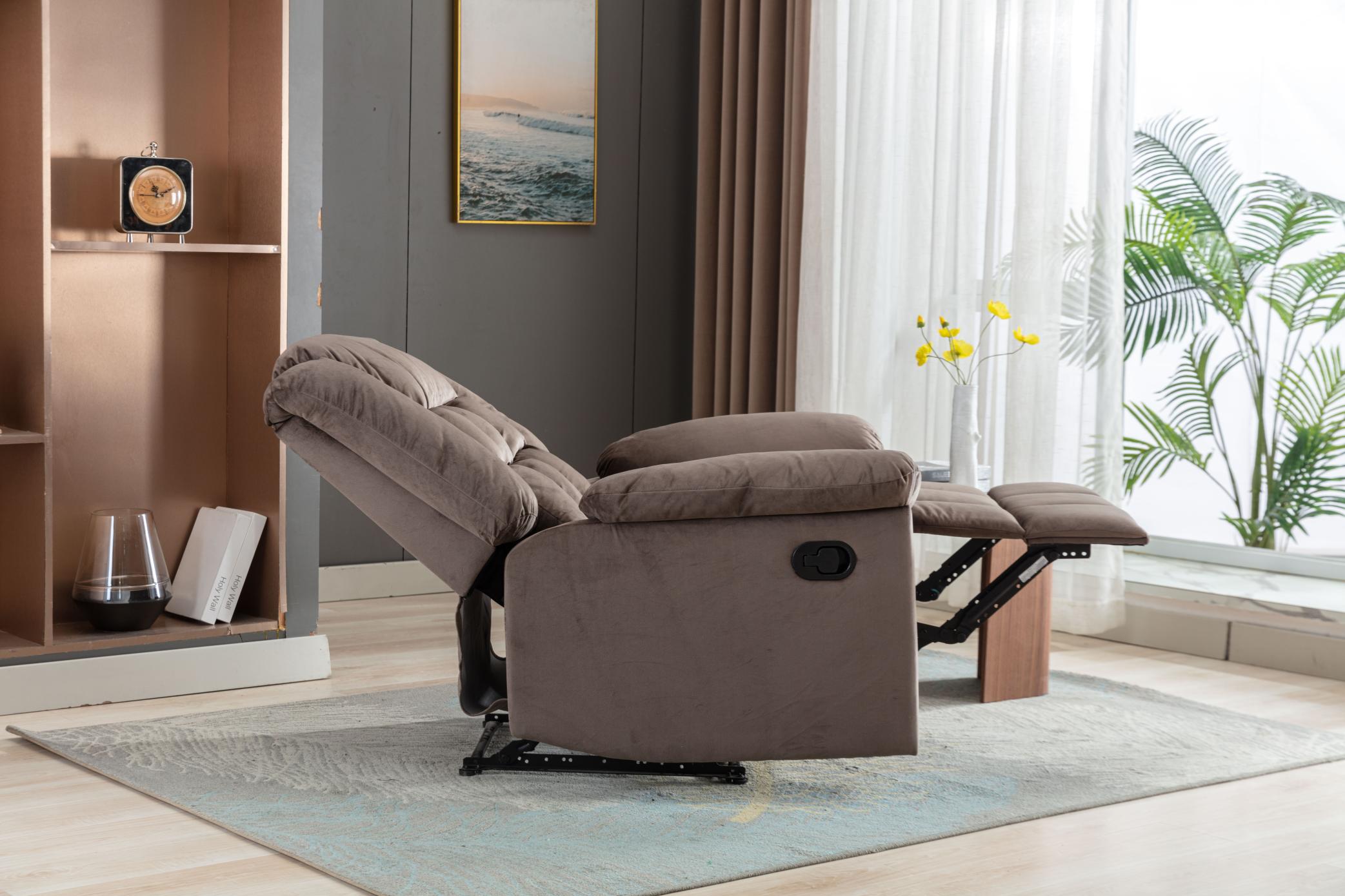 Classic Manual Recliner With Soft Padded Headrest And Armrest, Wonderful Chair&Sofa For Living Room And Bed Room