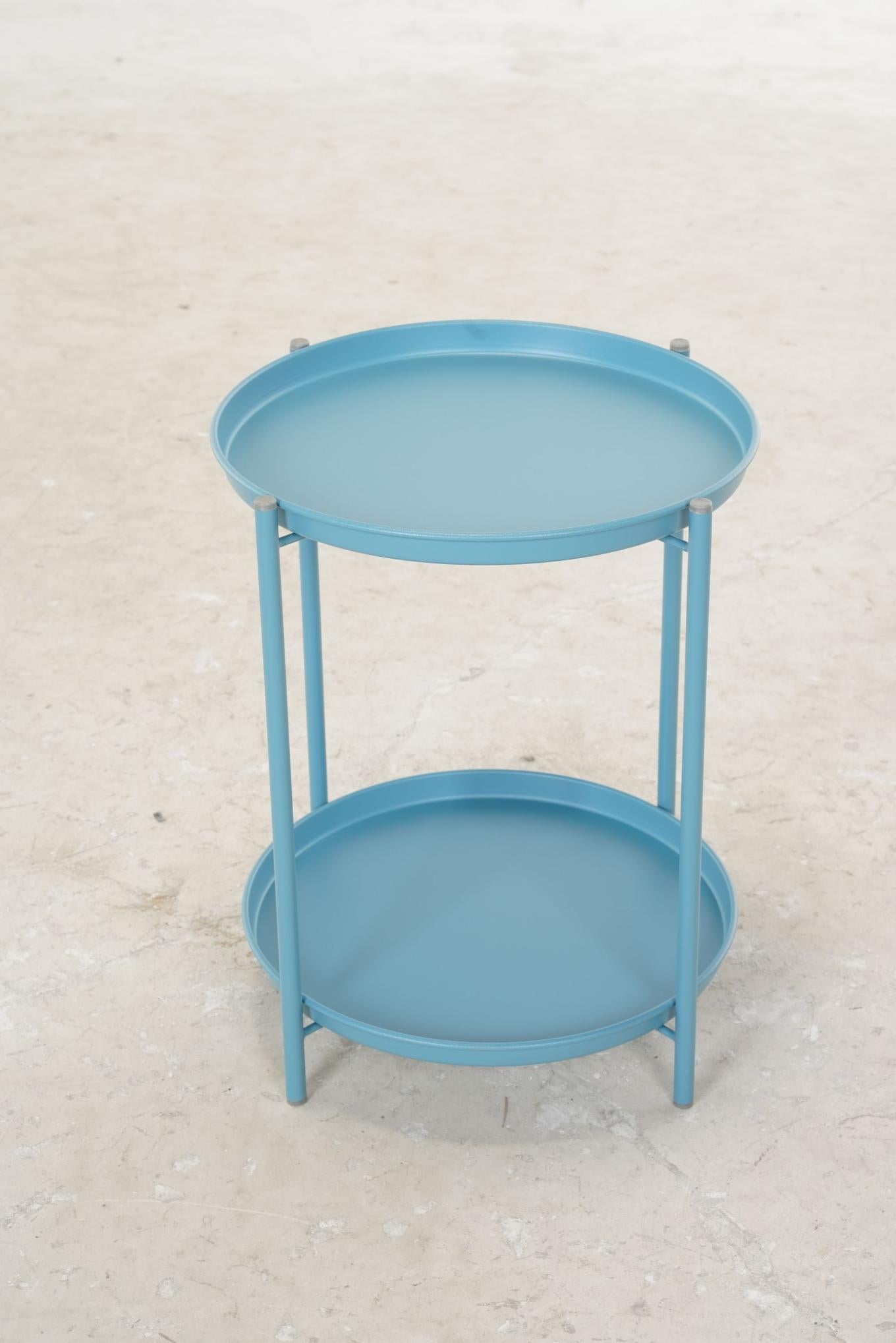 Outdoor Steel Patio Side Table 2-Tier