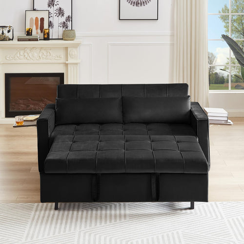 Modern Velvet 3-Seater Sofa Bed With Solid Wood Frame