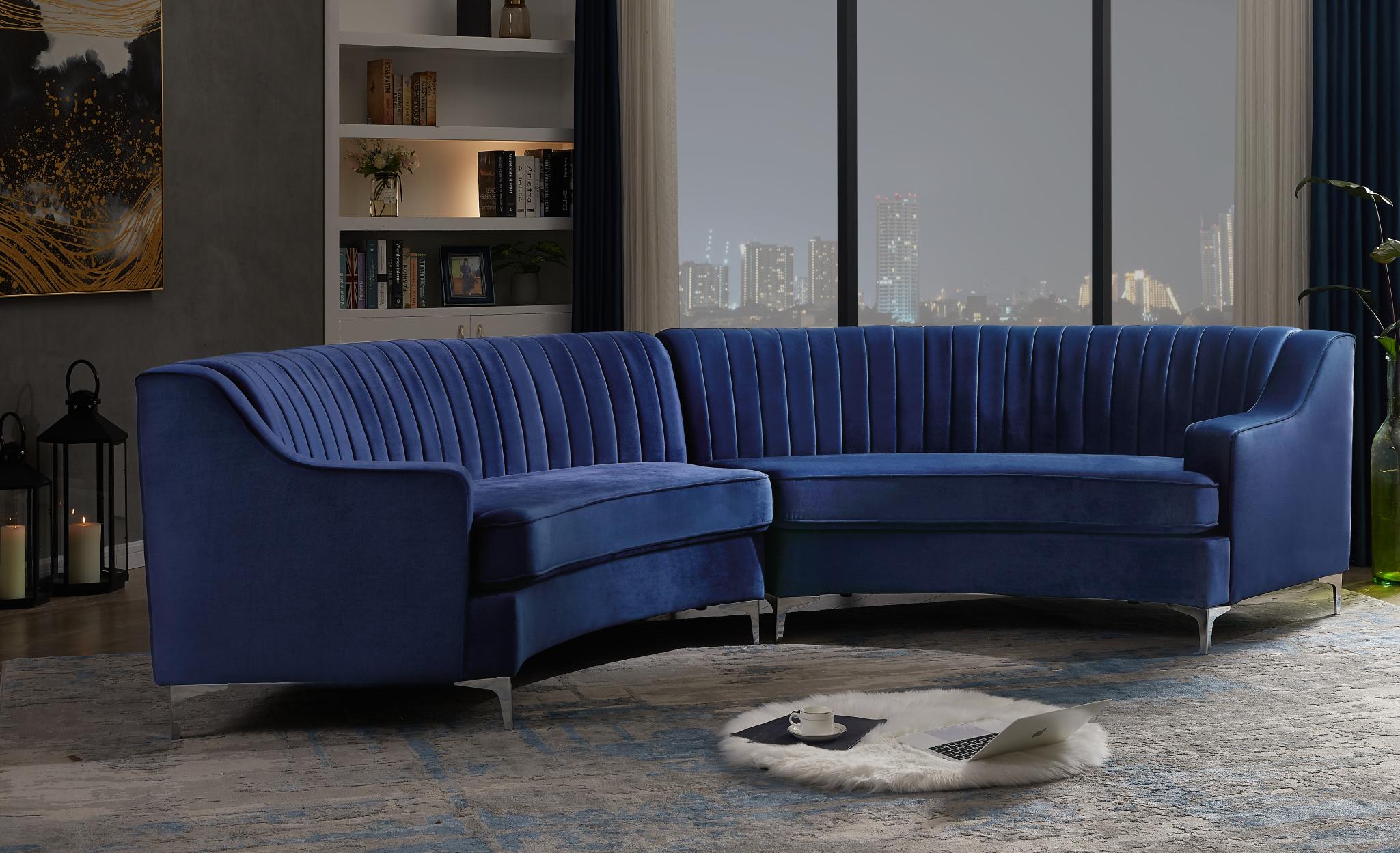 Velvet Curved Oversize Sofa For Living Room