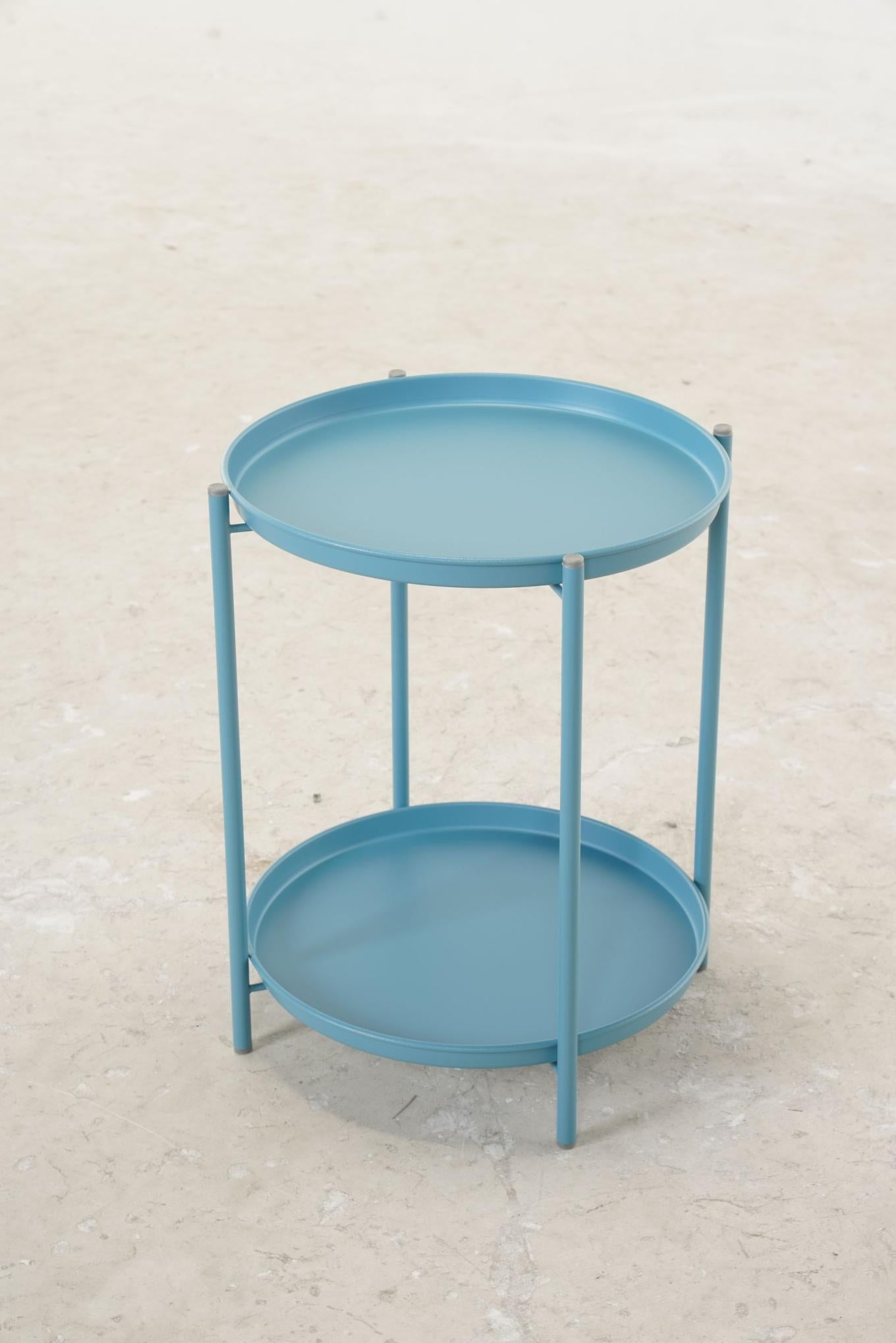 Outdoor Steel Patio Side Table 2-Tier