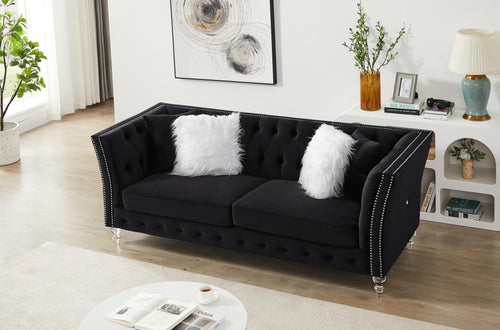 Solid Color Tufted Sofa For Living Room