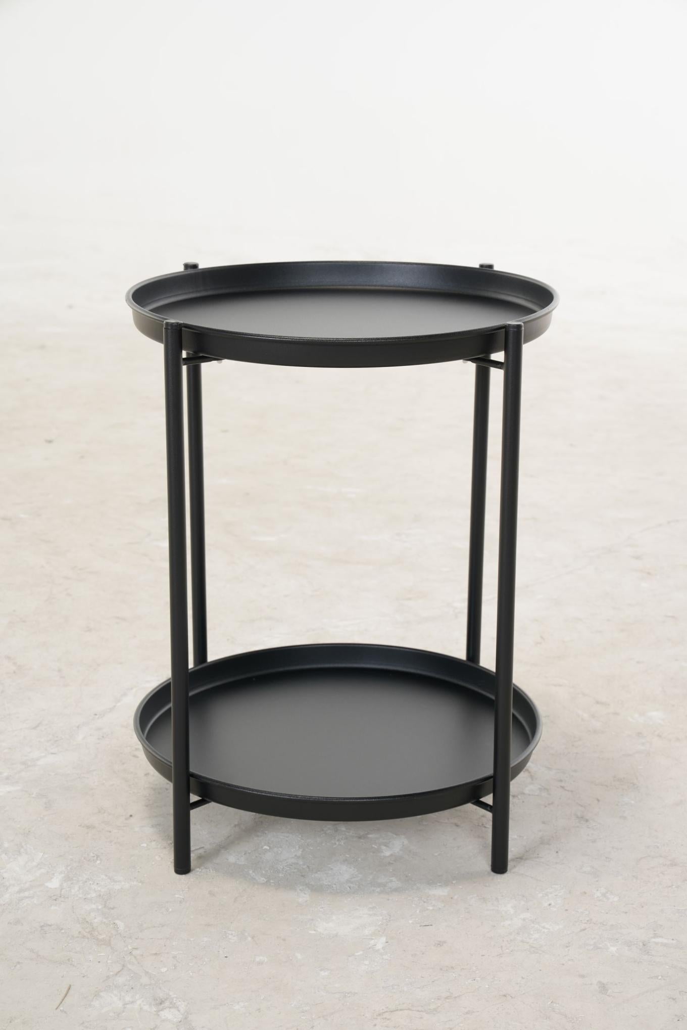 Outdoor Steel Patio Side Table 2-Tier