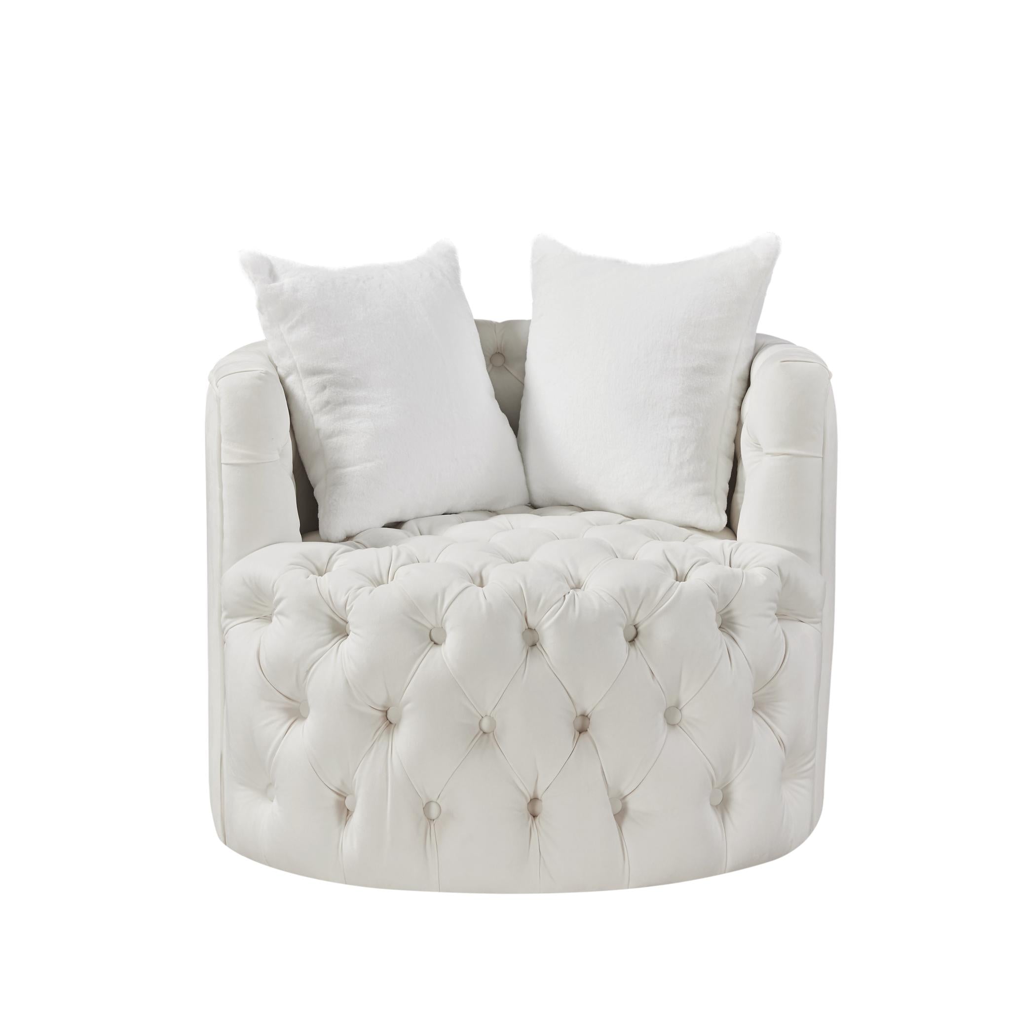 Modern Swivel Barrel Chair with Pillows