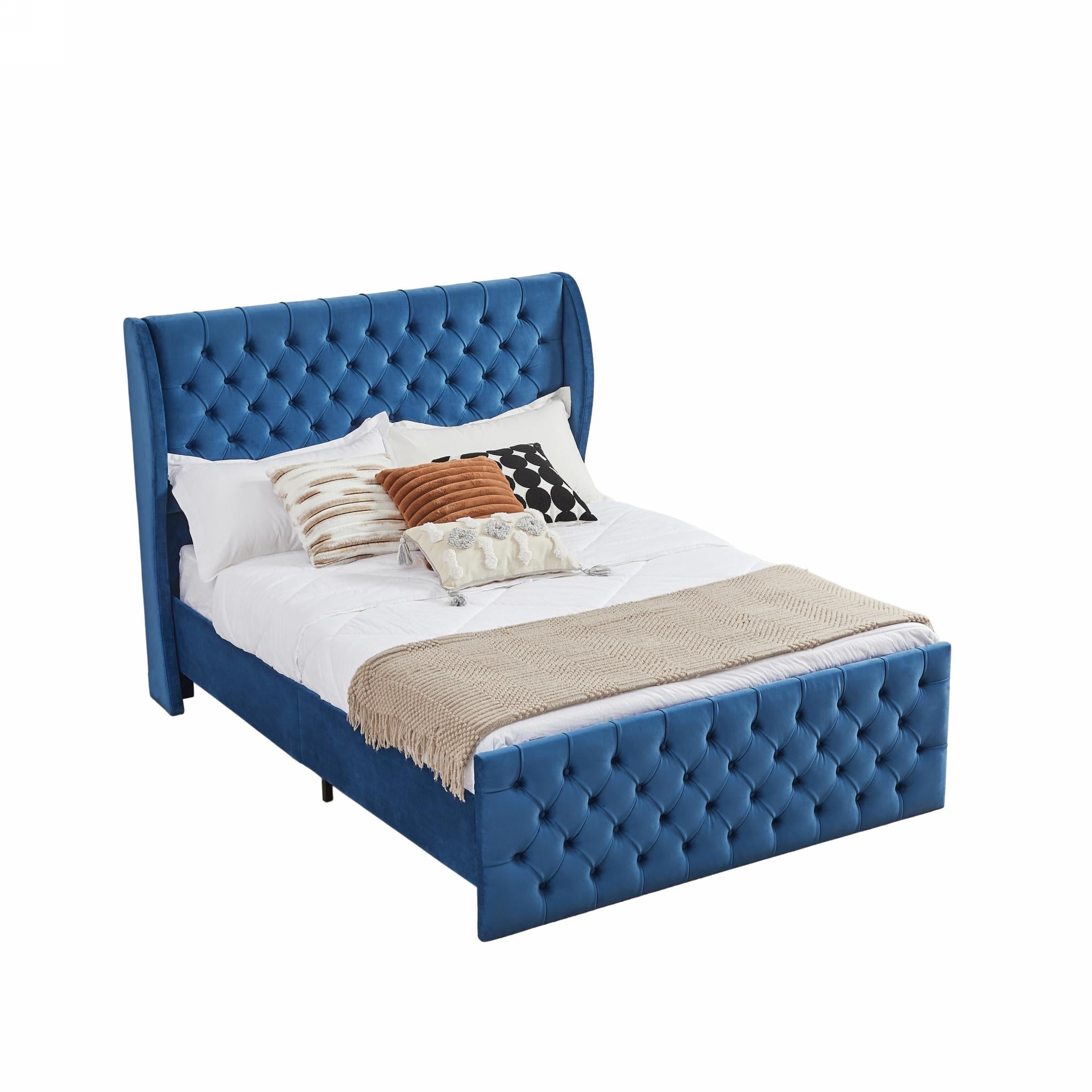 Upholstered Wingback Chesterfield Bed - King Size