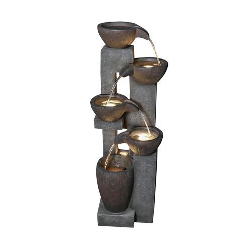 39inches Outdoor Water Fountains With Led Lights For Garden Decor