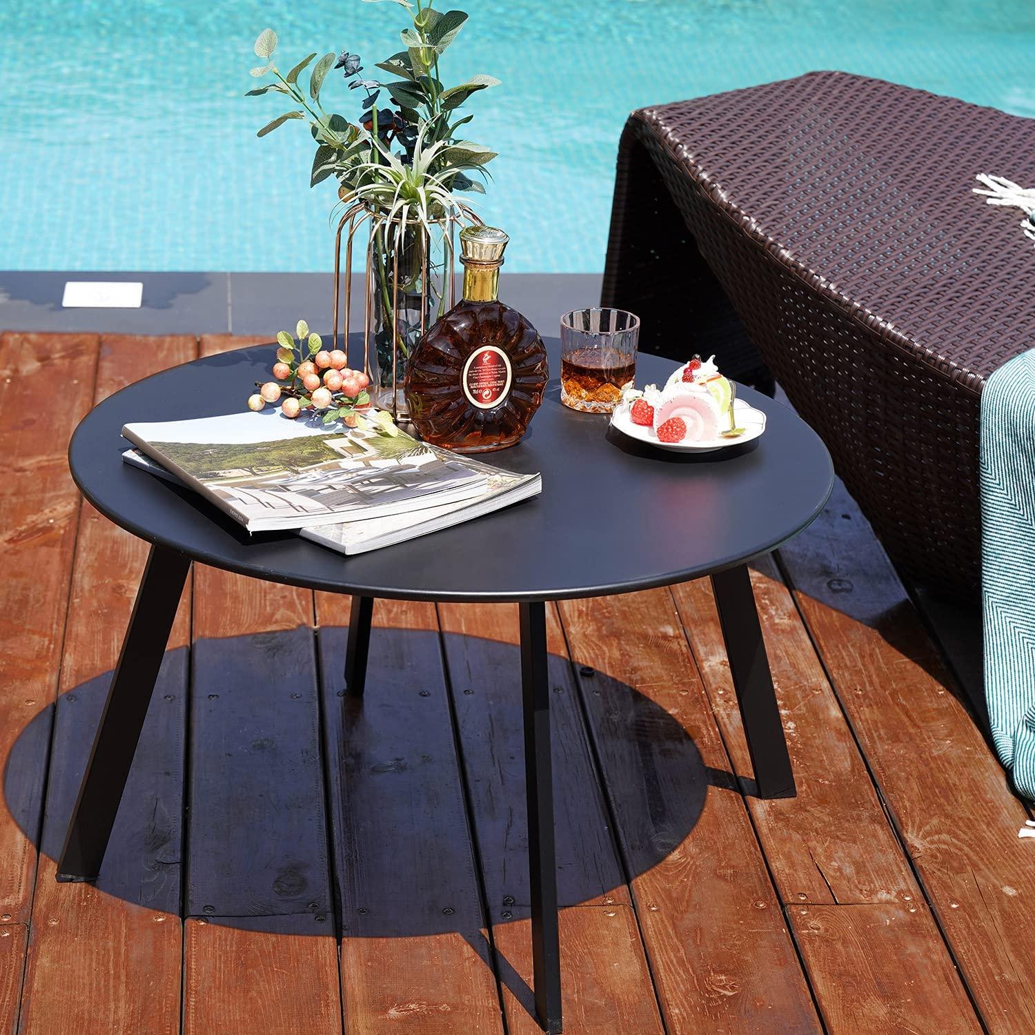 Round Coffee Table  Patio Side Table