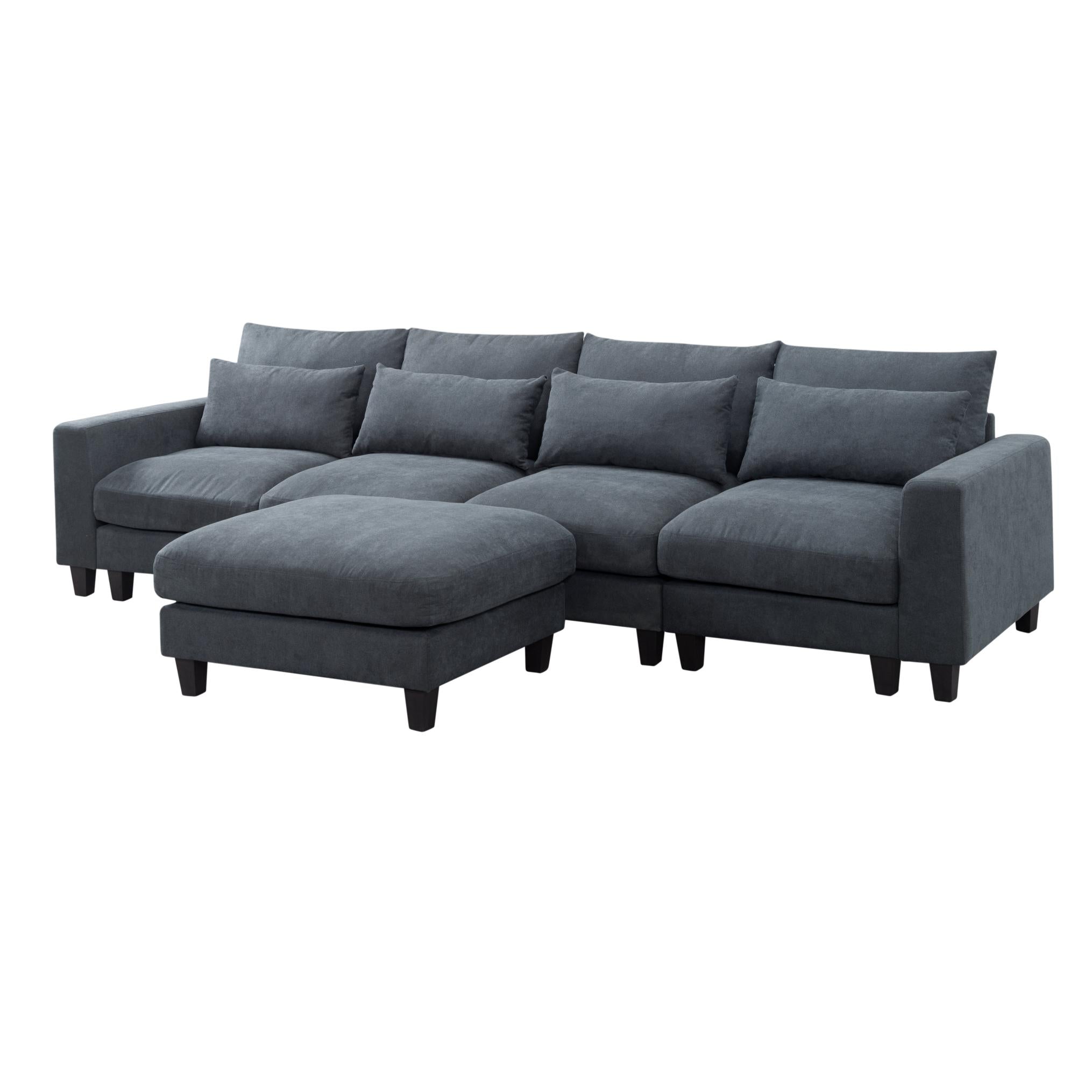 124.4” Modular L-Shaped Sectional Sofa With Ottoman