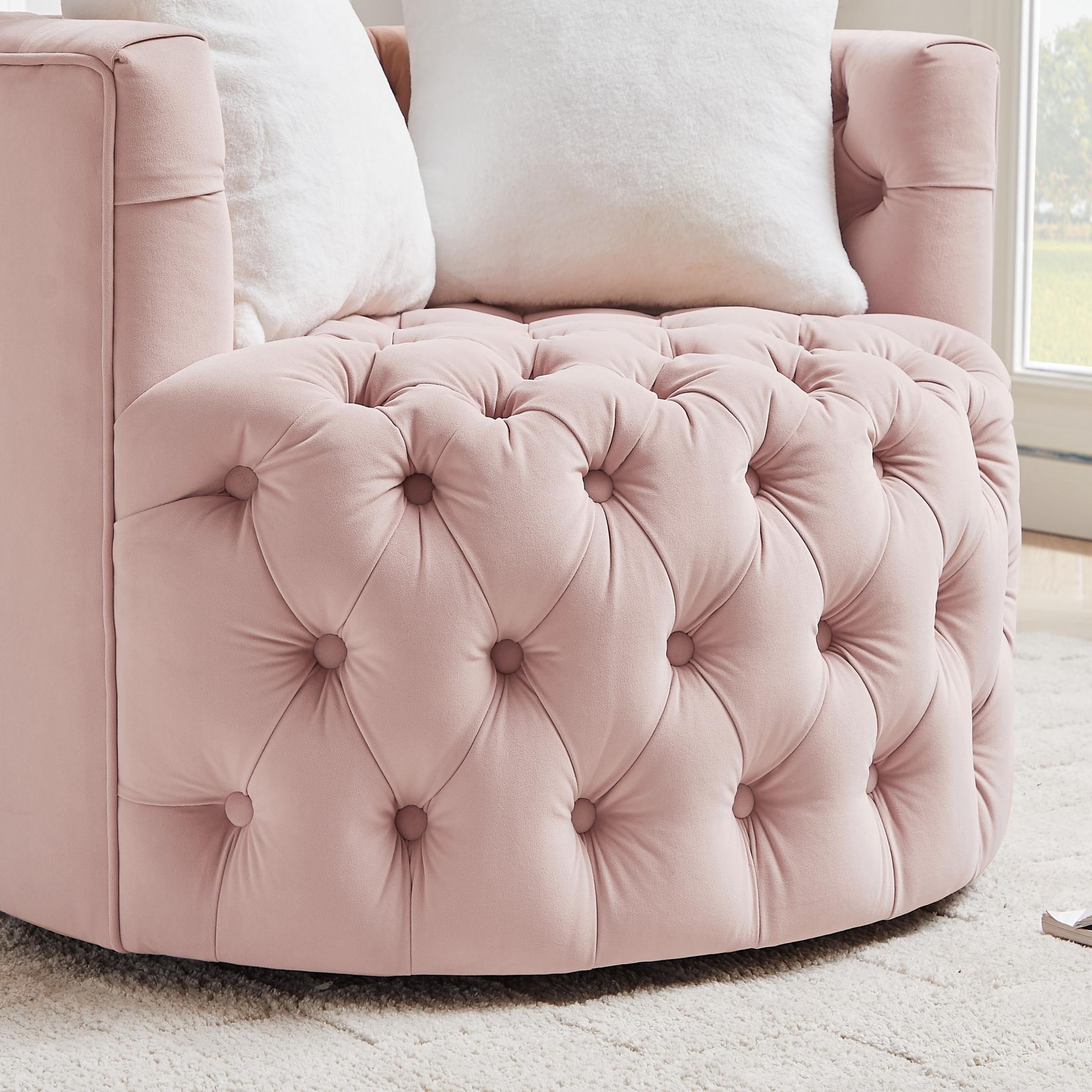 Modern Swivel Barrel Chair with Pillows