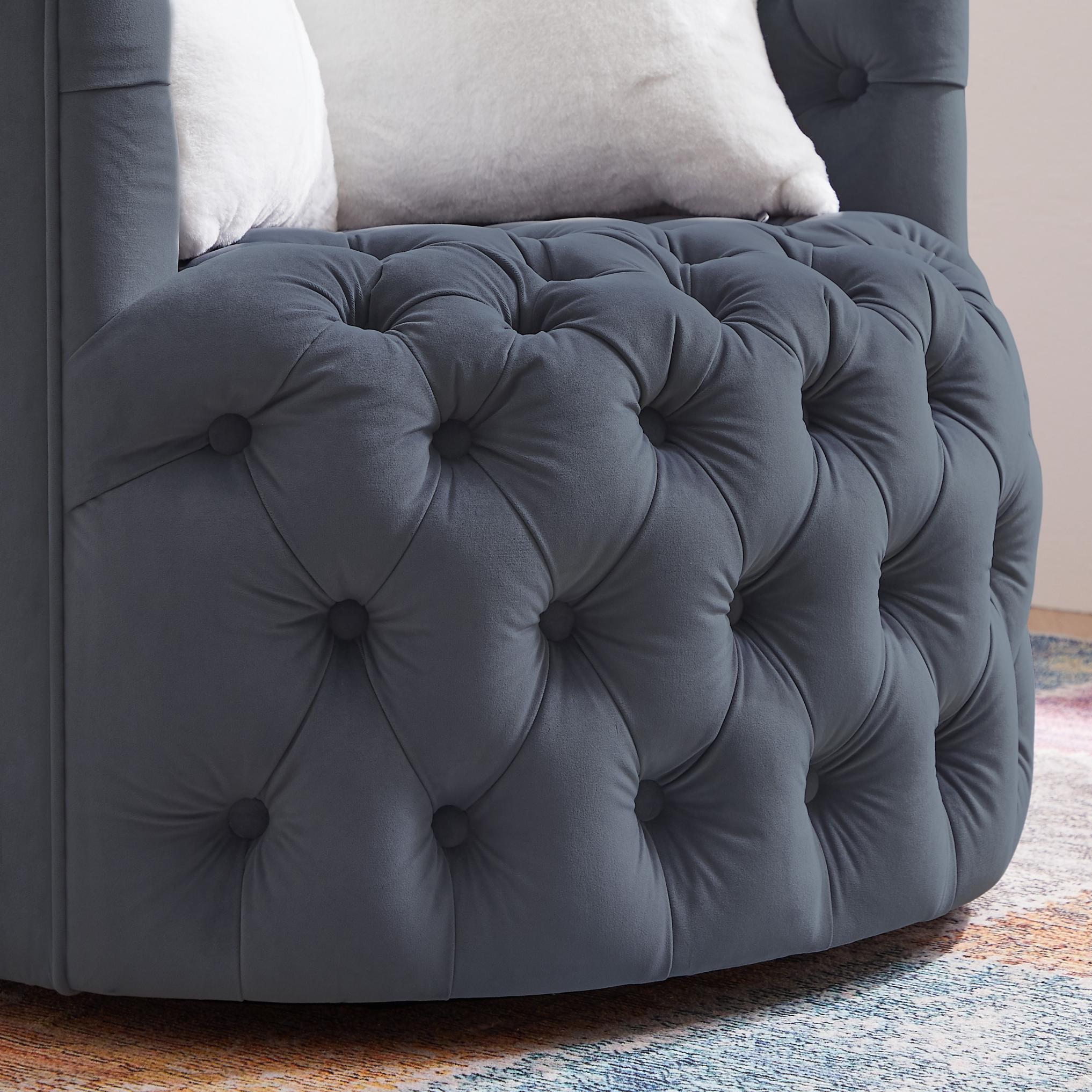 Modern Swivel Barrel Chair with Pillows