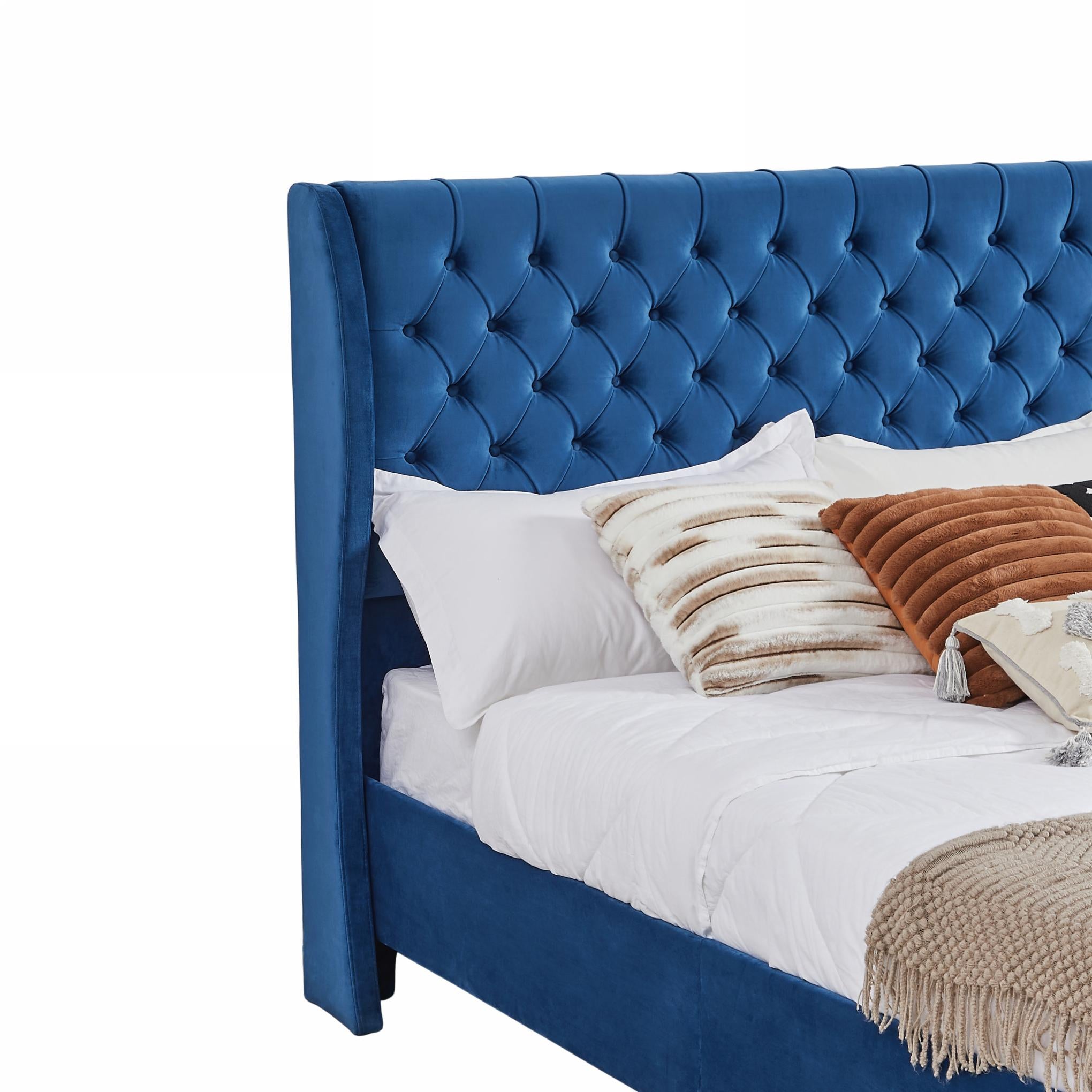 Upholstered Wingback Chesterfield Bed - King Size