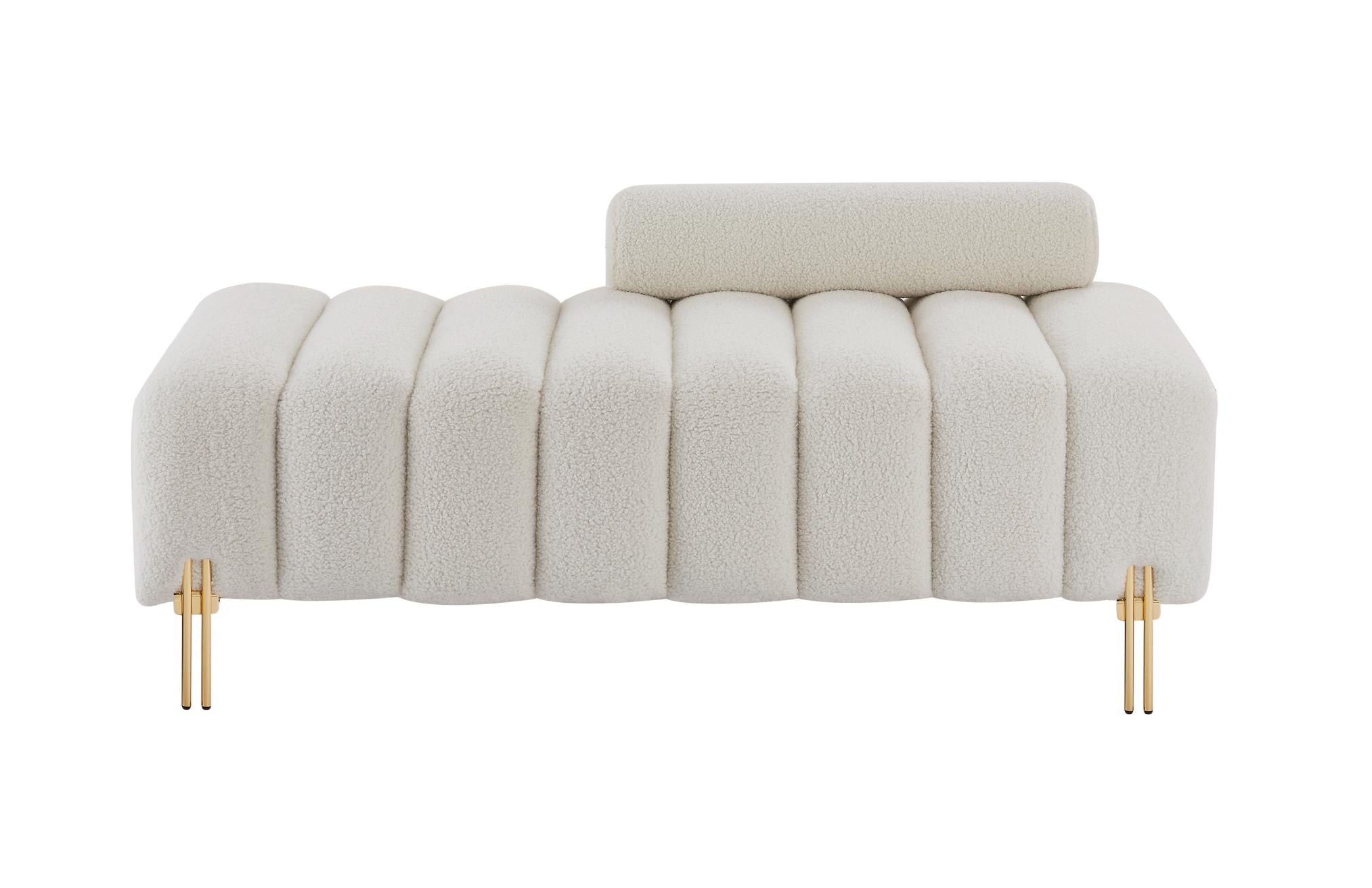 Modern Upholstered Bench with Gold Legs