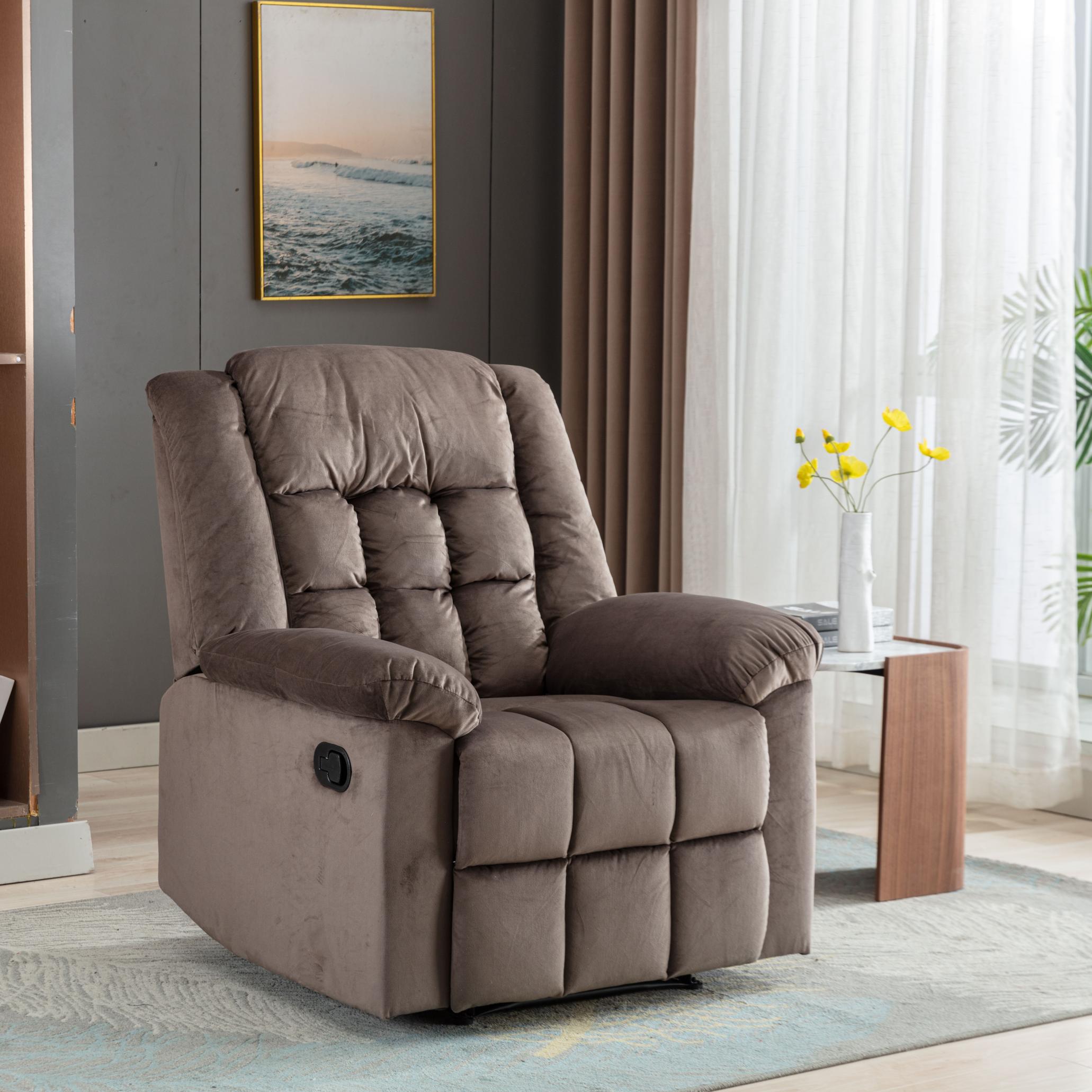 Classic Manual Recliner With Soft Padded Headrest And Armrest, Wonderful Chair&Sofa For Living Room And Bed Room