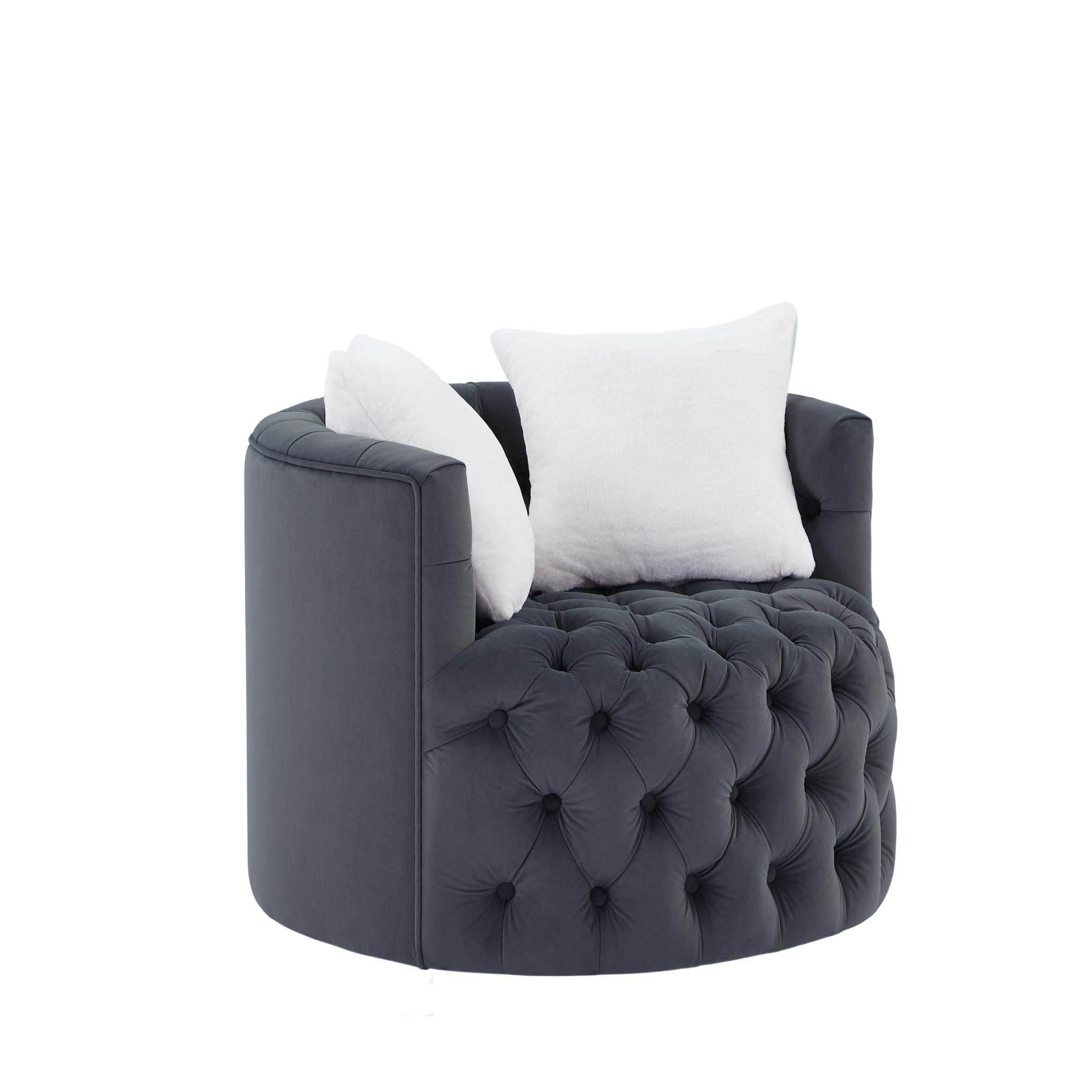 Modern Swivel Barrel Chair with Pillows