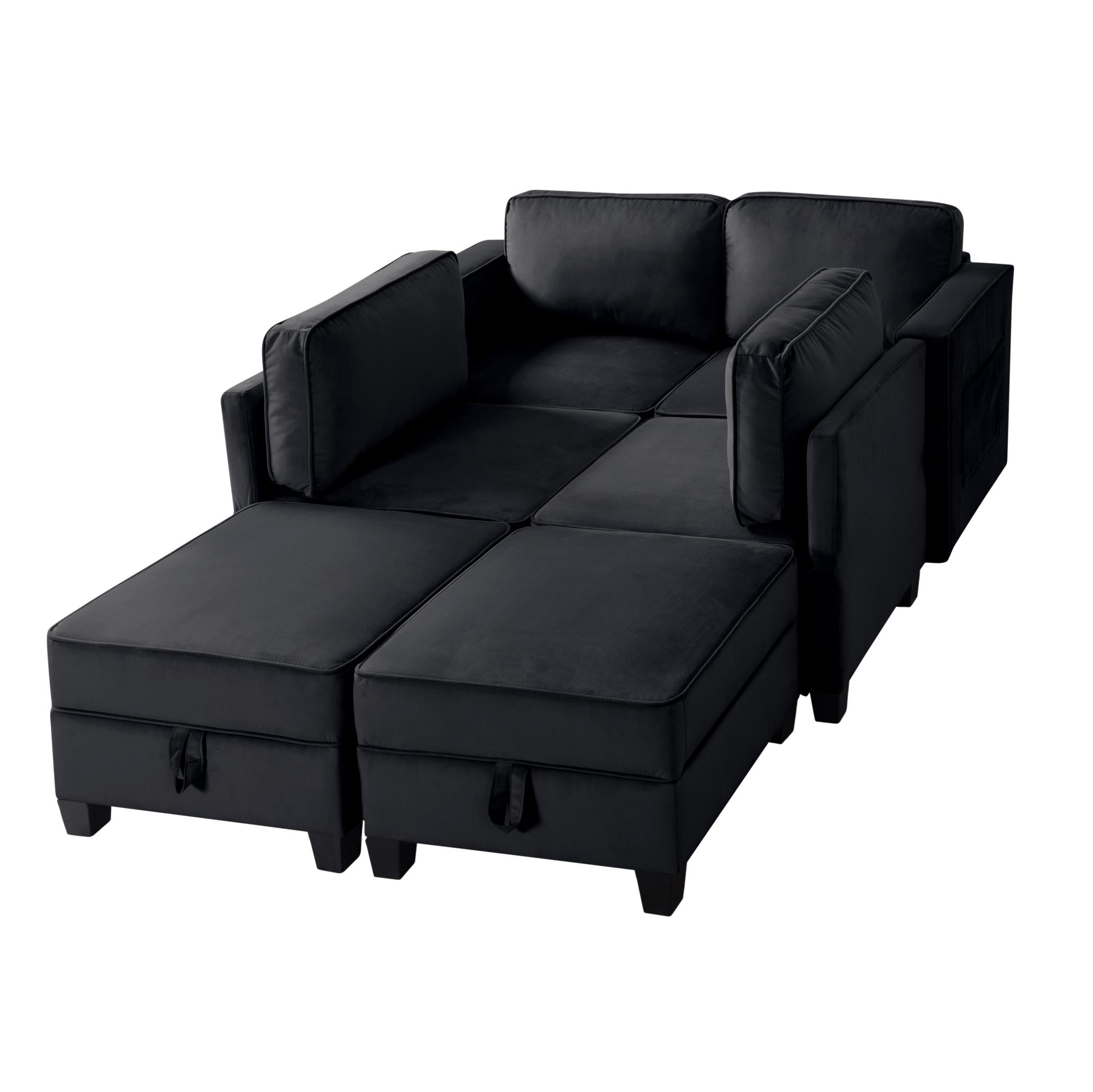 116” Square Arm Sectional Sofa